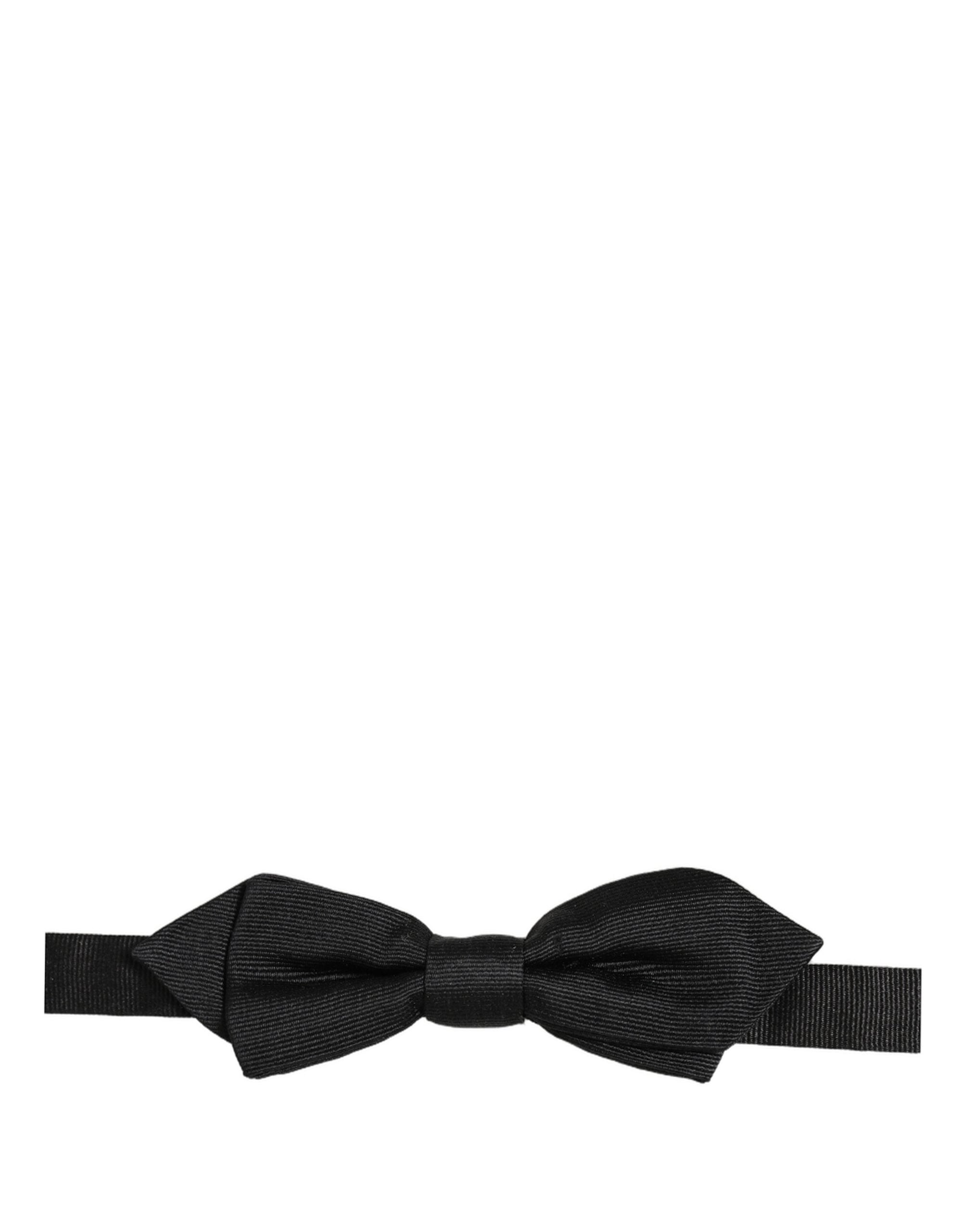 Dolce & Gabbana Men Black 100% Silk Adjustable Neck Papillon Bow Tie Dolce & Gabbana