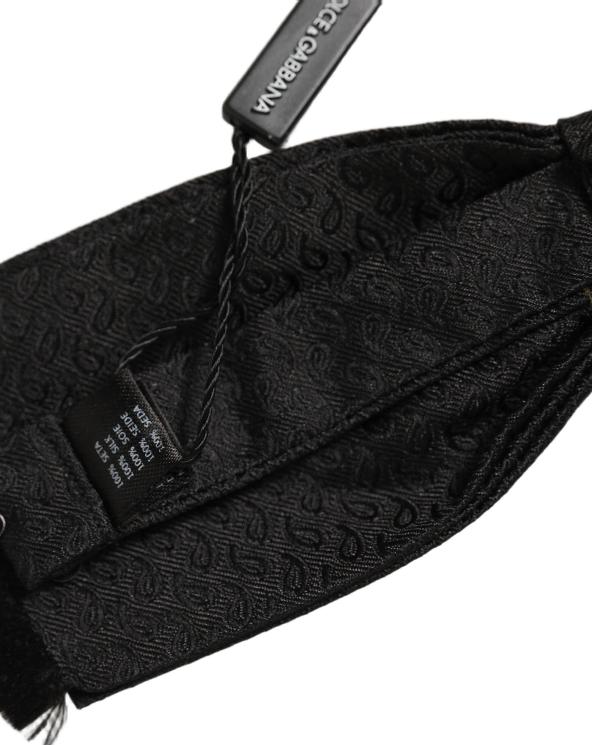 Dolce & Gabbana Men Black 100% SIlk Adjustable Neck Papillon Bow Tie Dolce & Gabbana