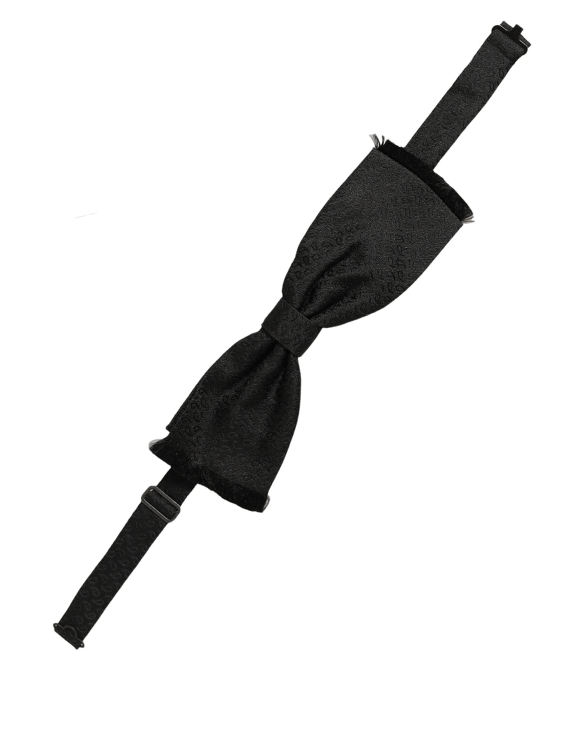 Dolce & Gabbana Men Black 100% SIlk Adjustable Neck Papillon Bow Tie Dolce & Gabbana