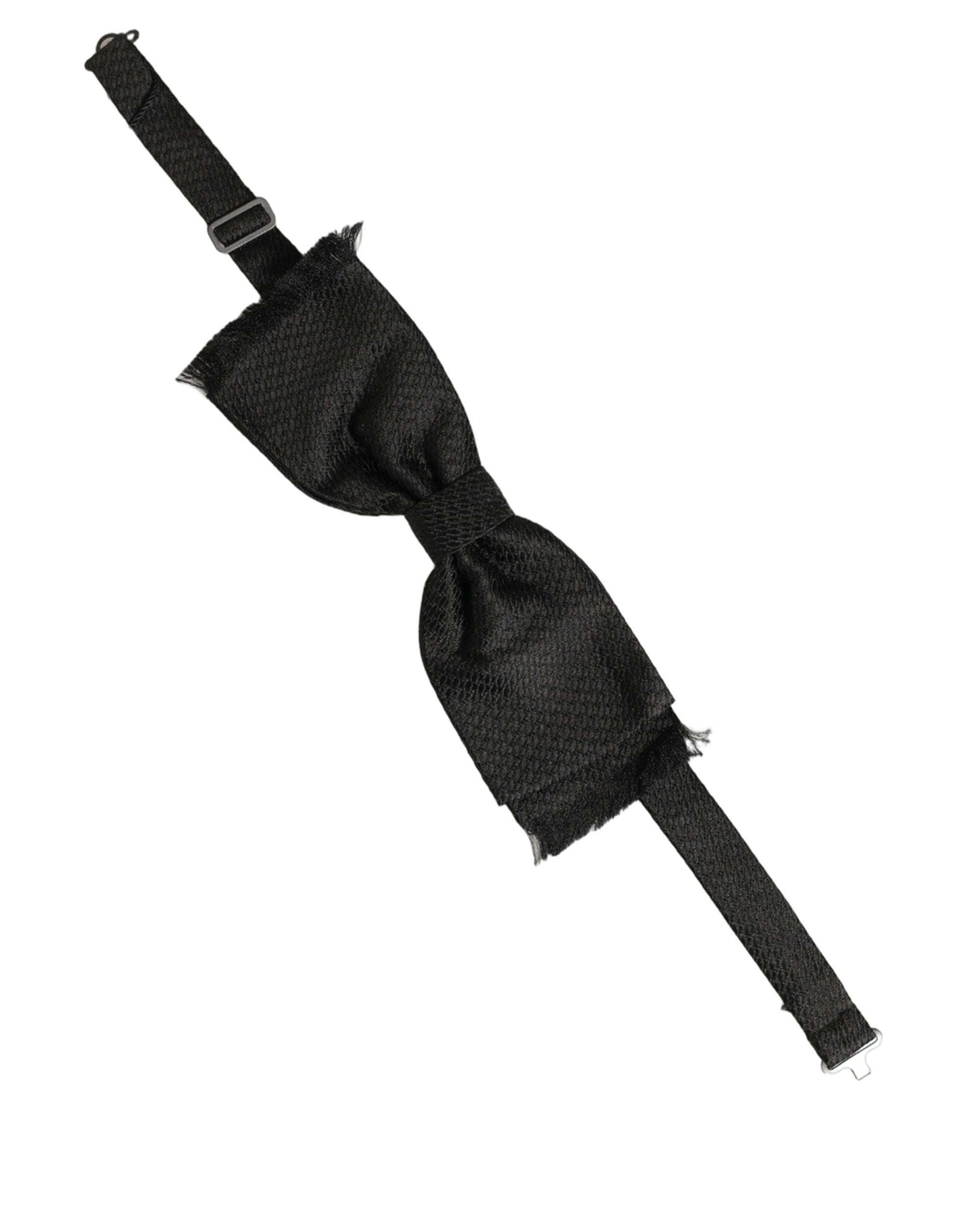 Dolce & Gabbana Men Black 100% SIlk Adjustable Neck Papillon Bow Tie Dolce & Gabbana