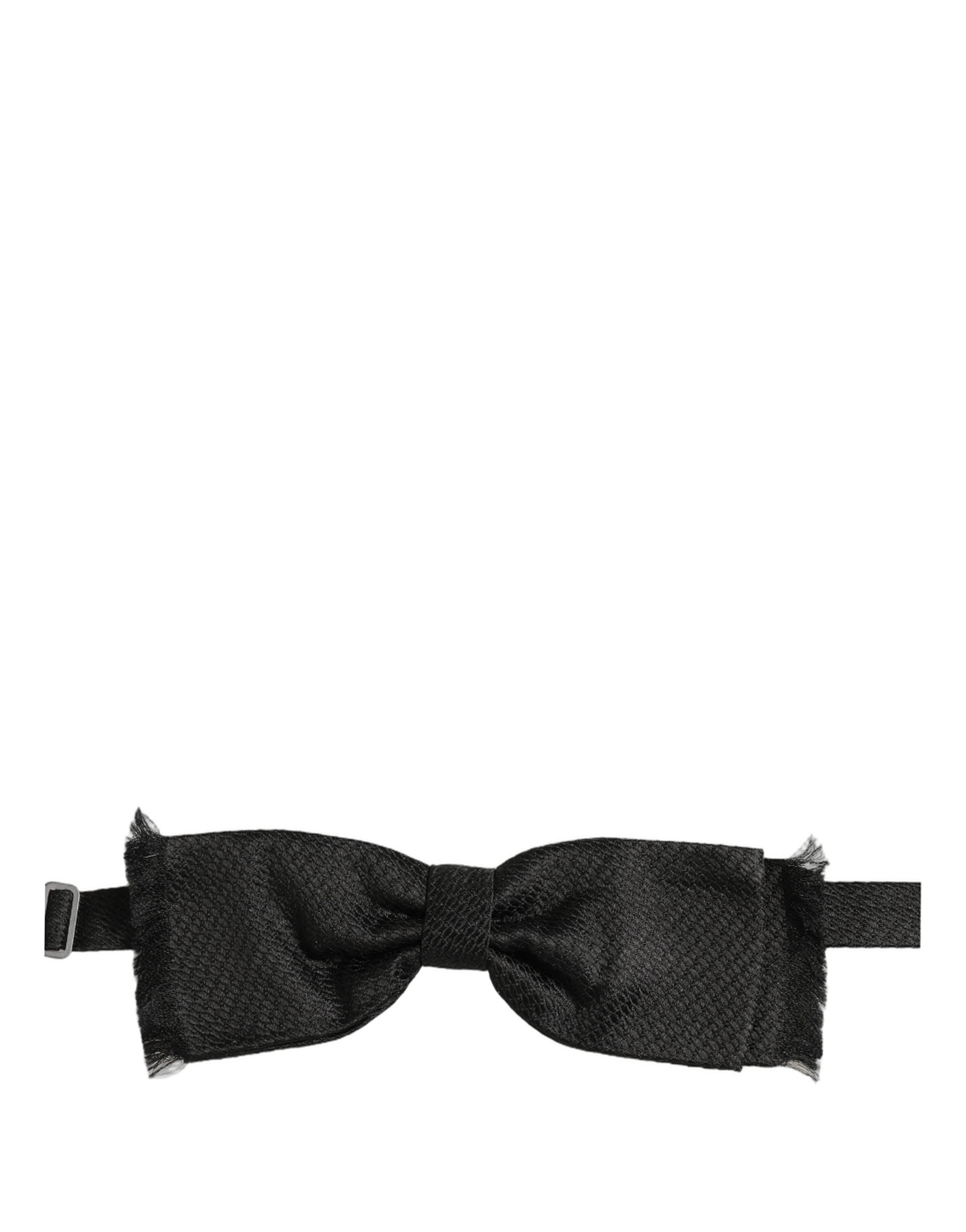 Dolce & Gabbana Men Black 100% SIlk Adjustable Neck Papillon Bow Tie Dolce & Gabbana