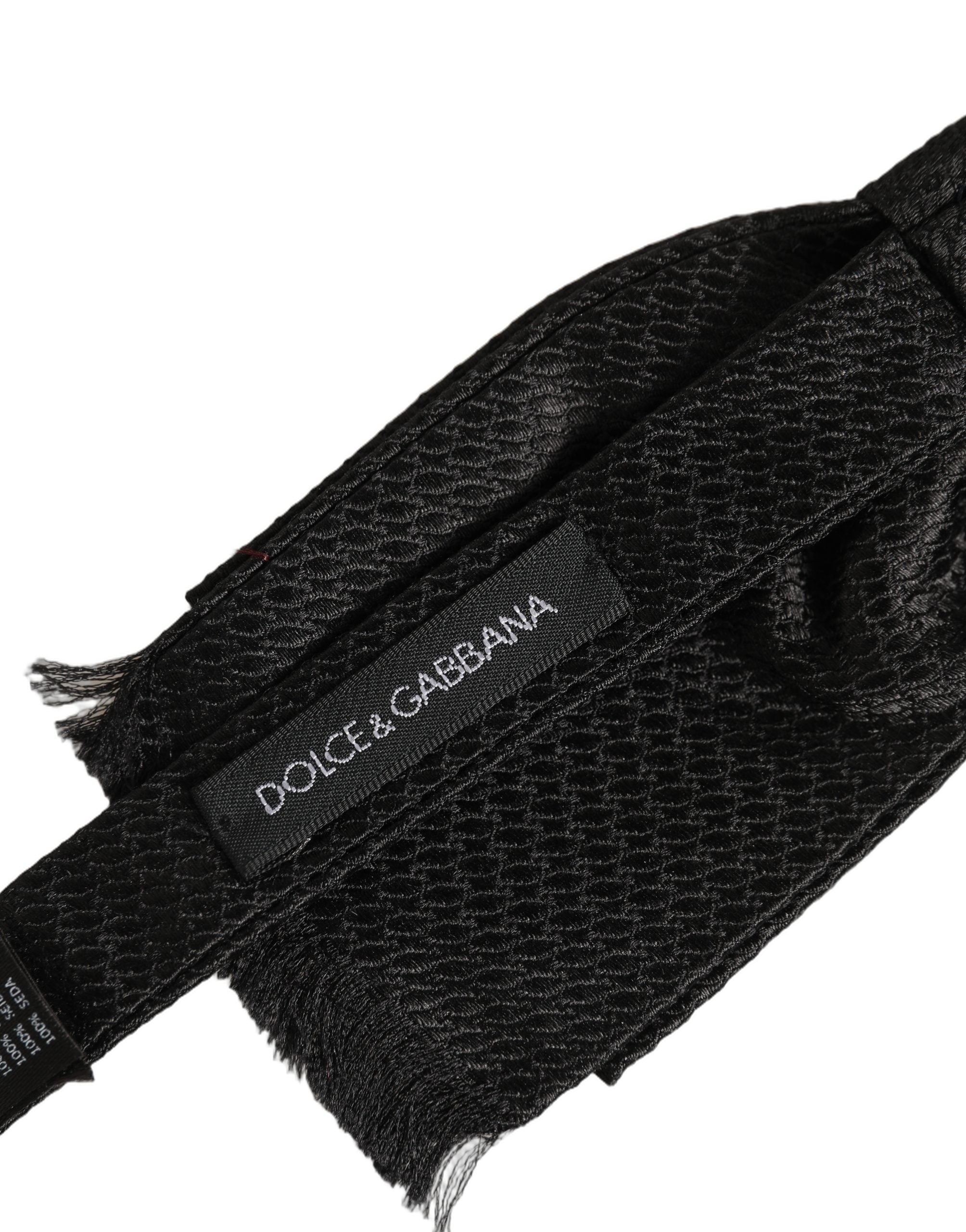 Dolce & Gabbana Men Black 100% SIlk Adjustable Neck Papillon Bow Tie Dolce & Gabbana