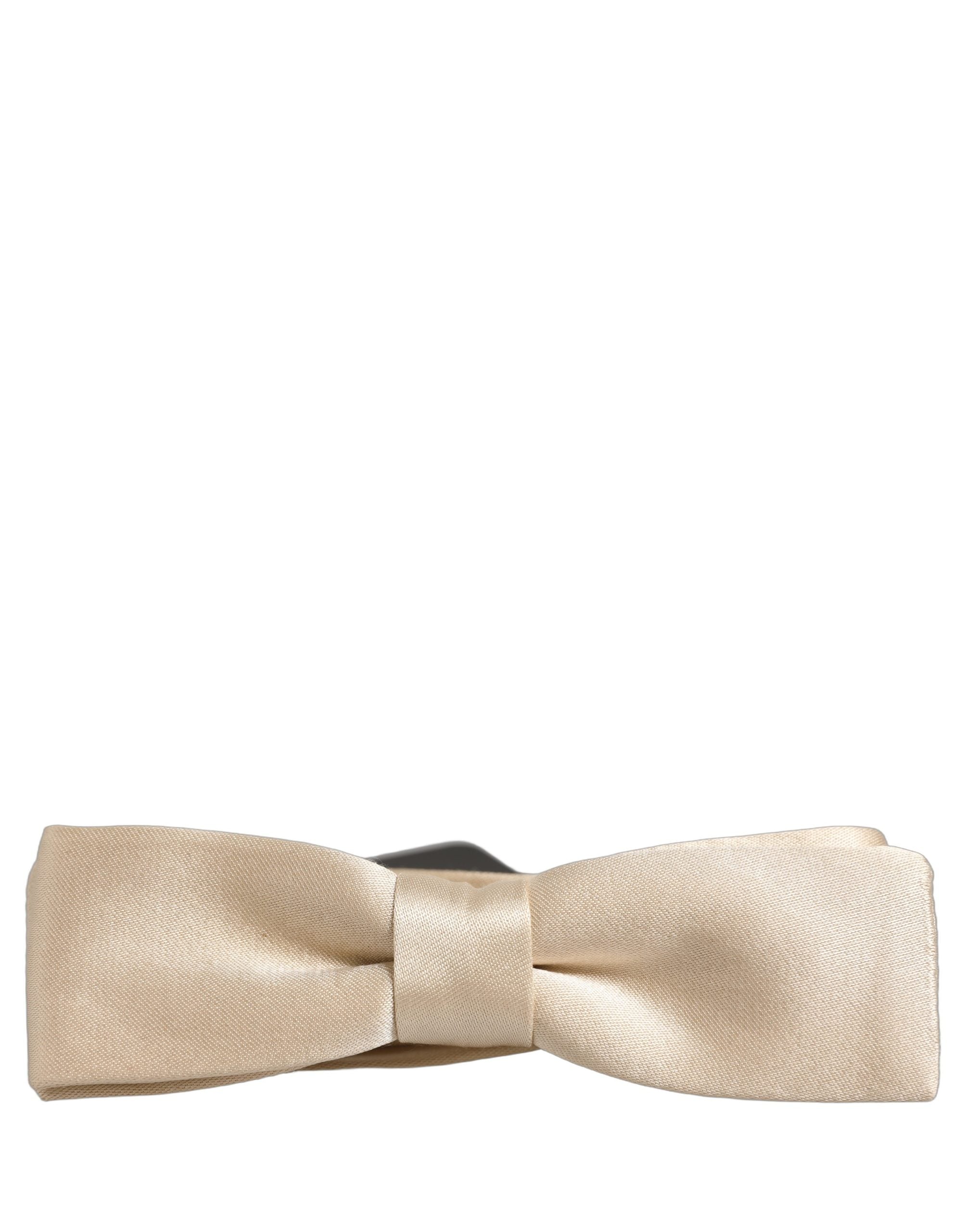 Dolce & Gabbana Men Beige 100% Silk Adjustable Neck Papillon Bow Tie Dolce & Gabbana