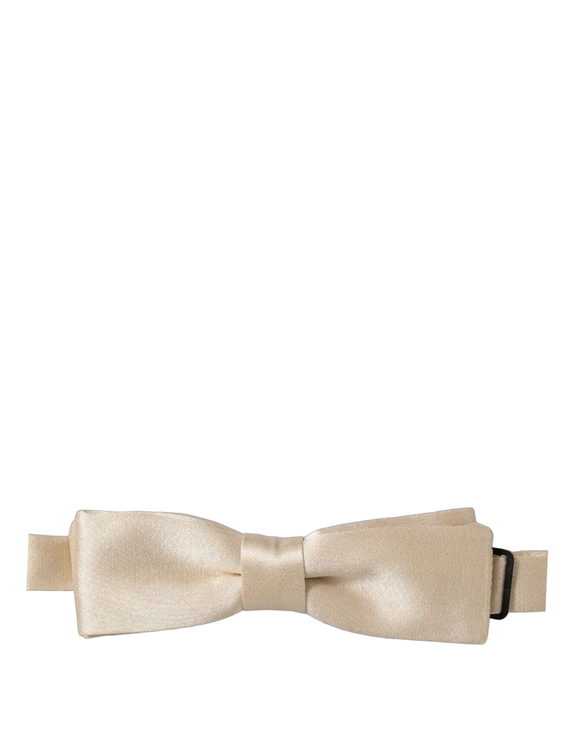 Dolce & Gabbana Men Beige 100% Silk Adjustable Neck Papillon Bow Tie Dolce & Gabbana