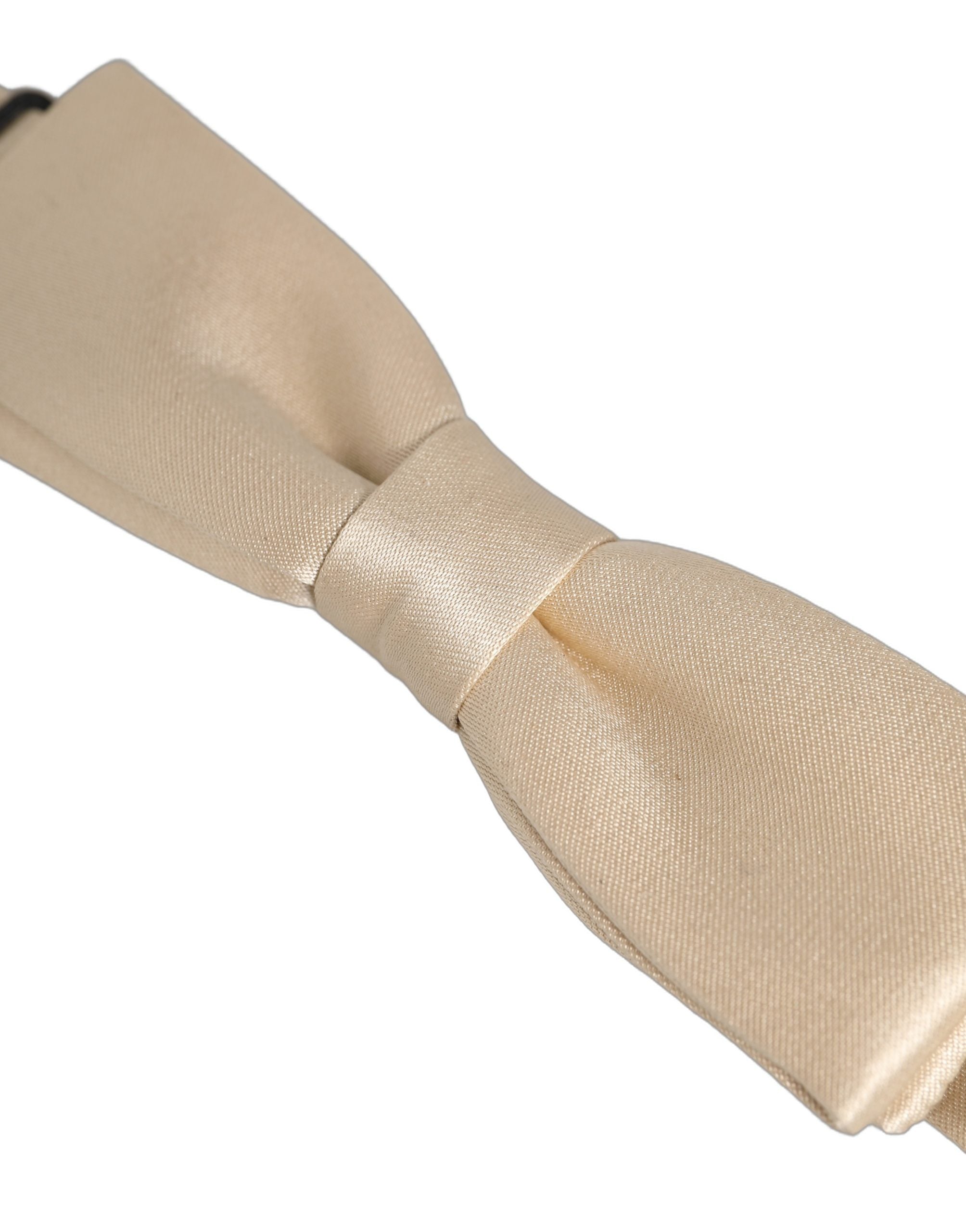 Dolce & Gabbana Men Beige 100% Silk Adjustable Neck Papillon Bow Tie Dolce & Gabbana
