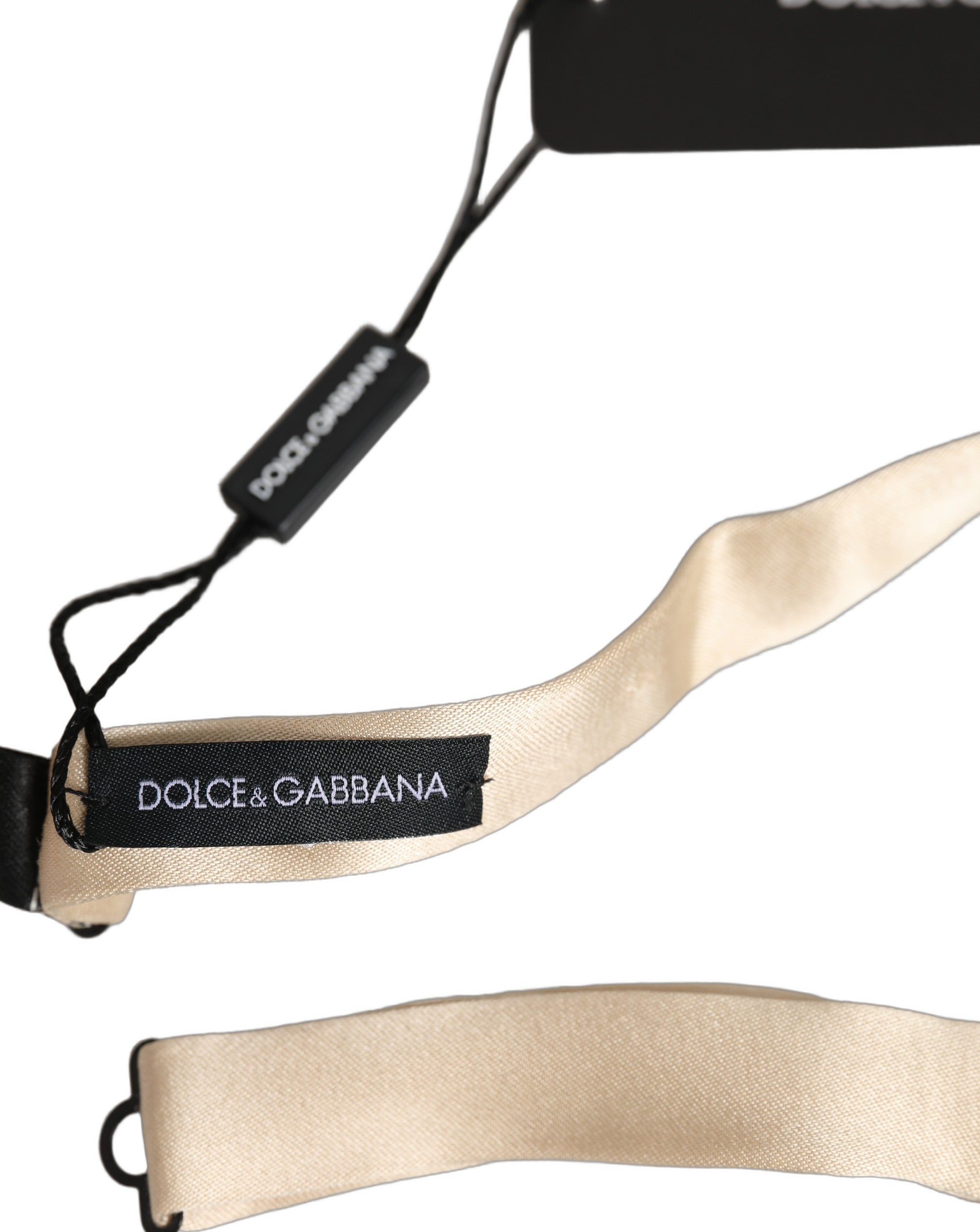 Dolce & Gabbana Men Beige 100% Silk Adjustable Neck Papillon Bow Tie Dolce & Gabbana