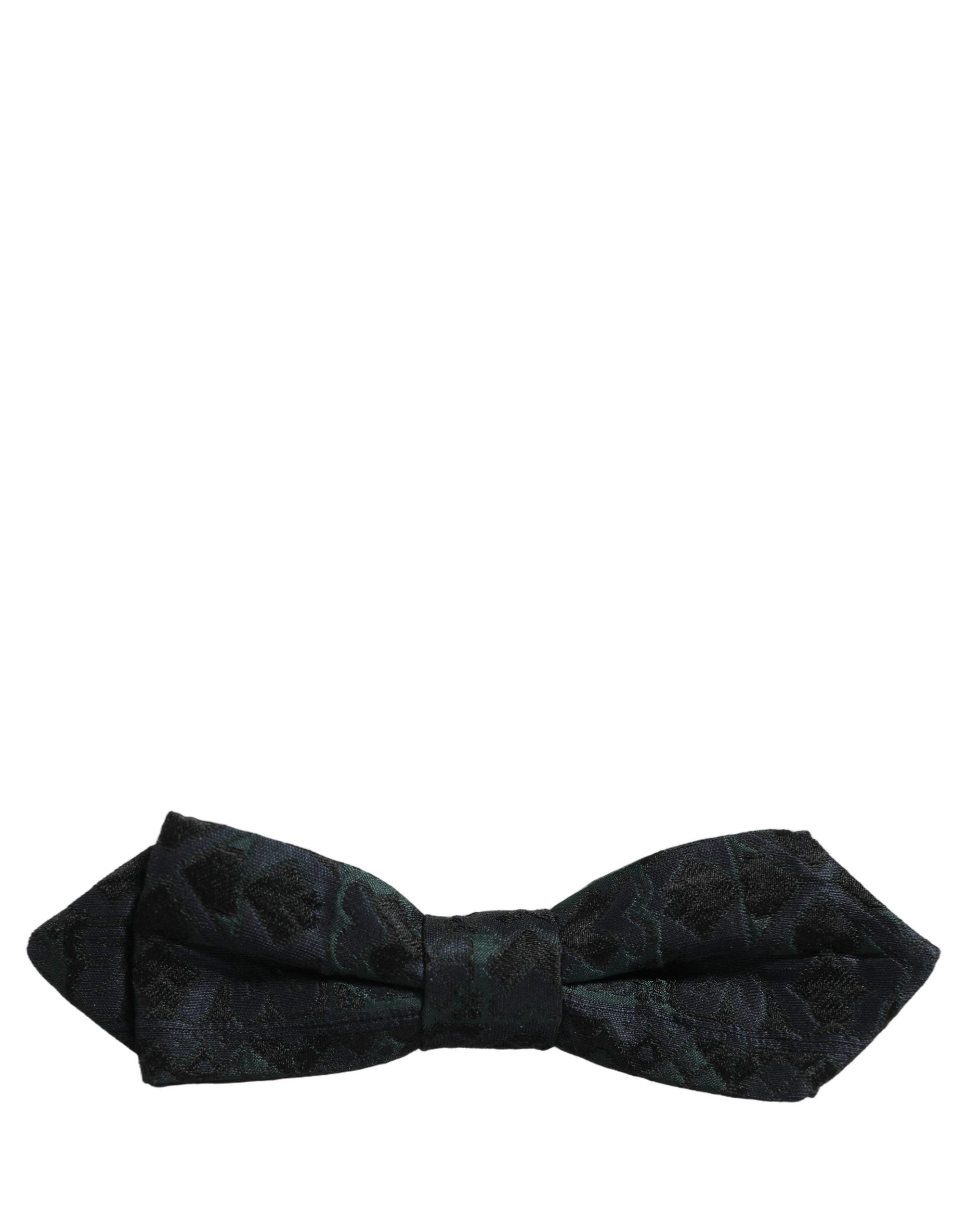 Dolce & Gabbana Men Black Green Paisley Adjustable Neck Papillon Bow Tie Dolce & Gabbana