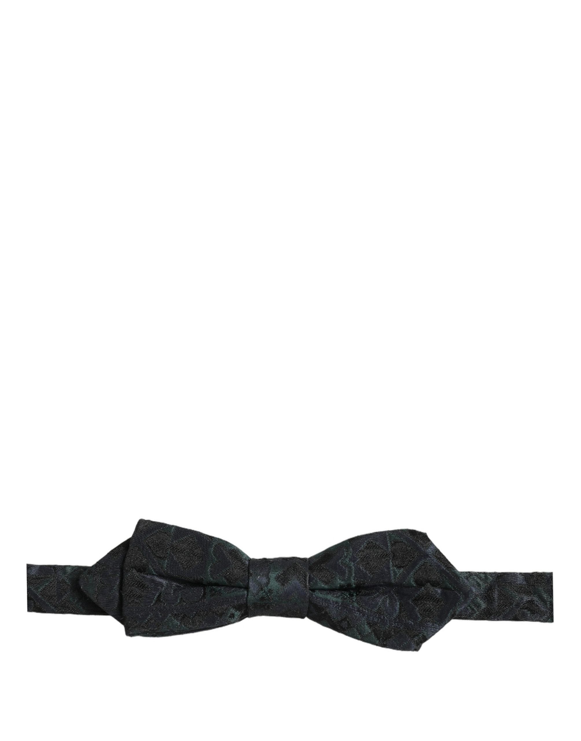 Dolce & Gabbana Men Black Green Paisley Adjustable Neck Papillon Bow Tie Dolce & Gabbana