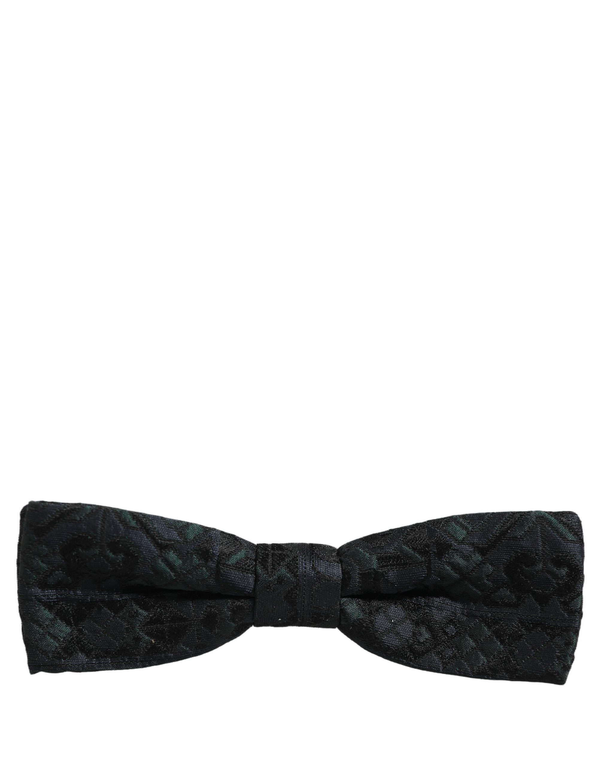 Dolce & Gabbana Men Black Green Paisley Adjustable Neck Papillon Bow Tie Dolce & Gabbana