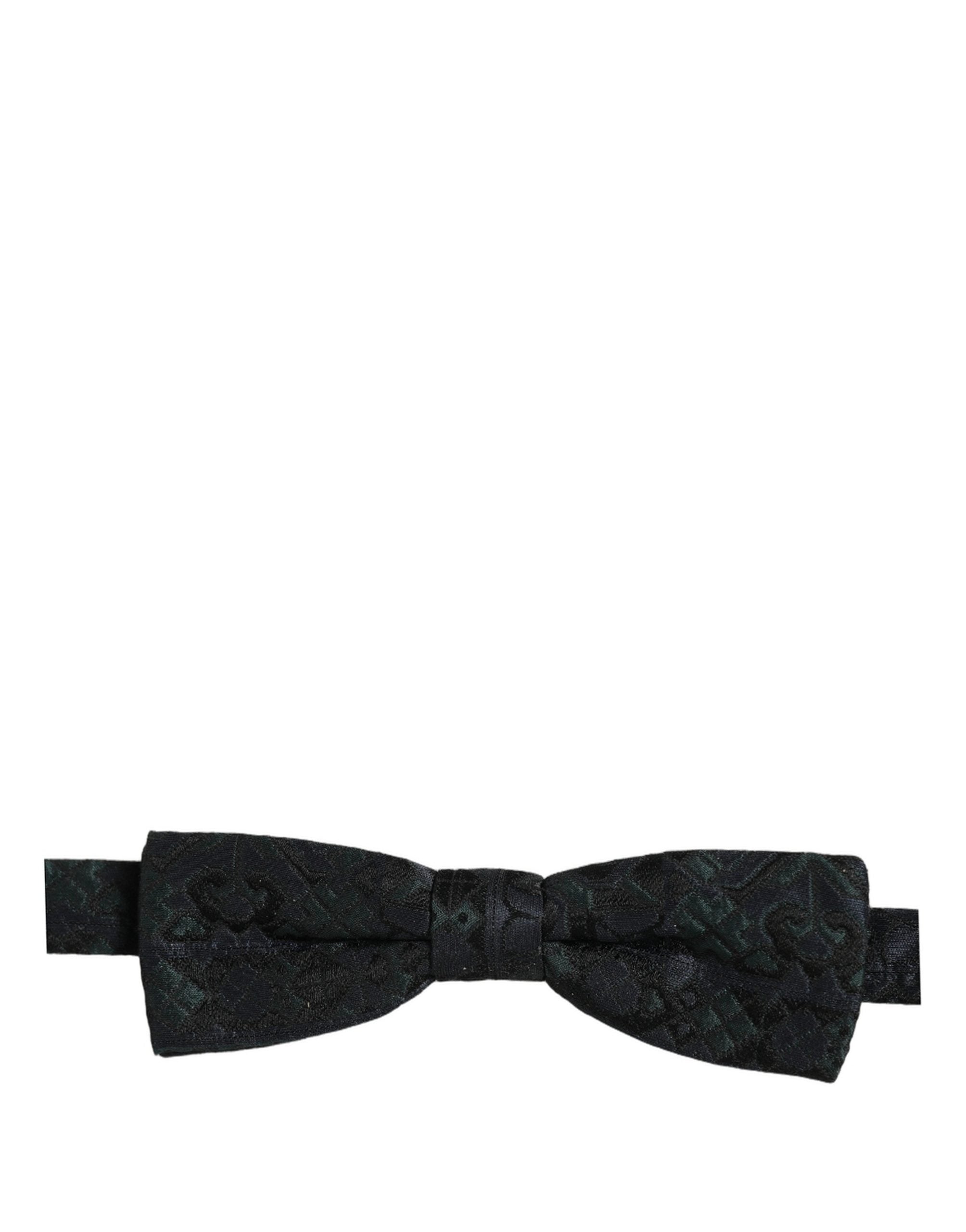 Dolce & Gabbana Men Black Green Paisley Adjustable Neck Papillon Bow Tie Dolce & Gabbana