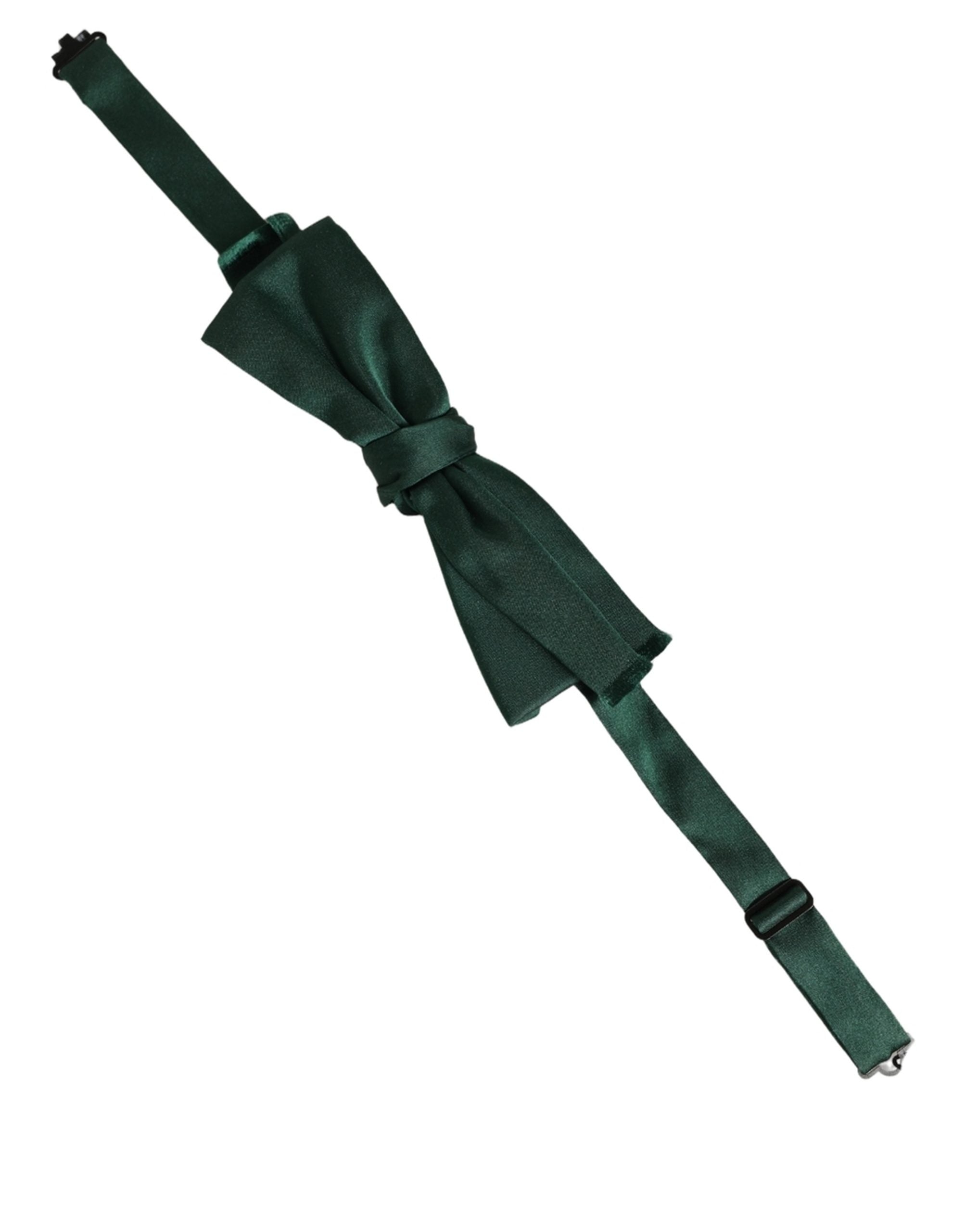 Dolce & Gabbana Men Dark Green Silk Adjustable Neck Papillon Bow Tie Dolce & Gabbana