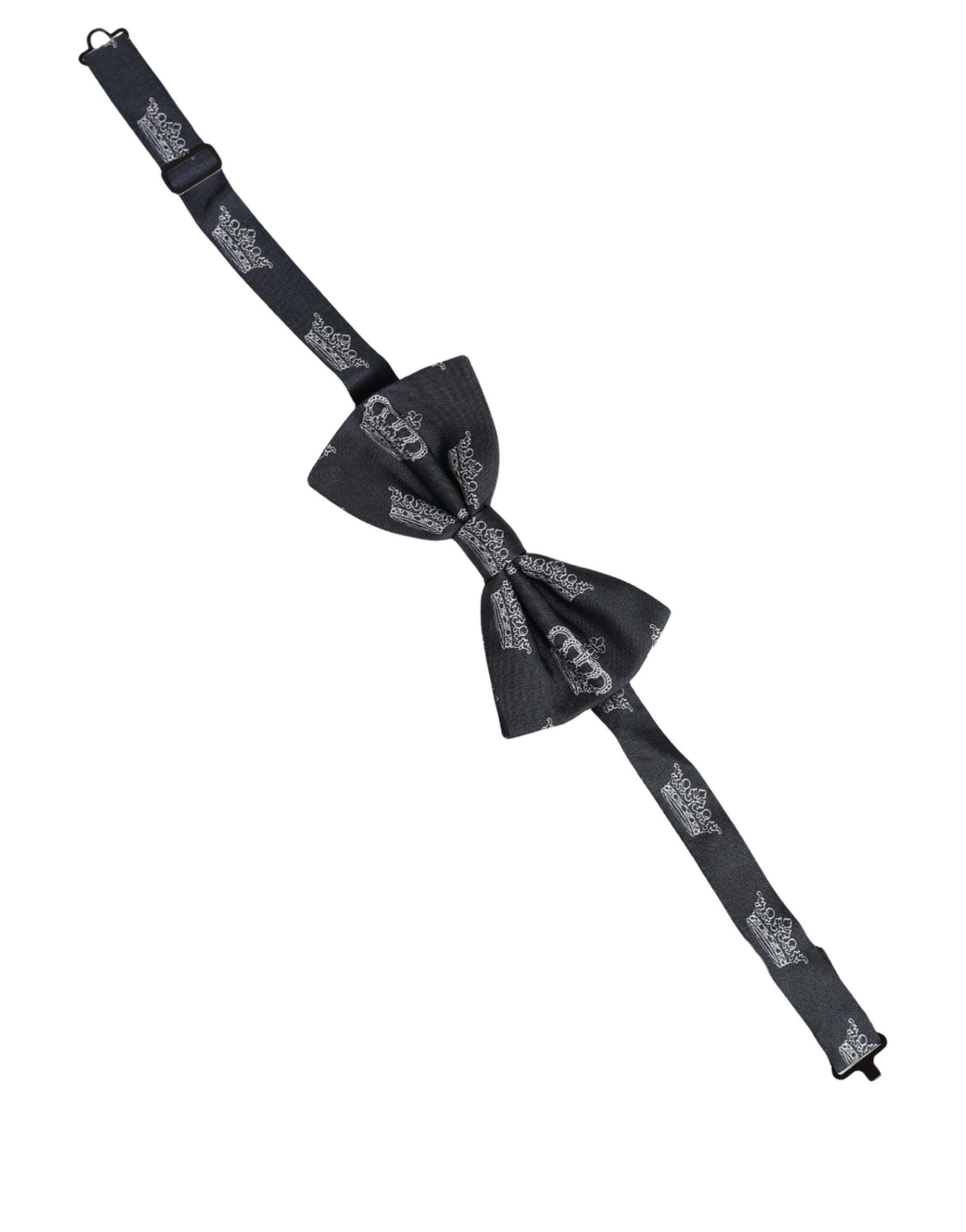 Dolce & Gabbana Men Black Crown Silk Adjustable Neck Papillon Bow Tie Dolce & Gabbana