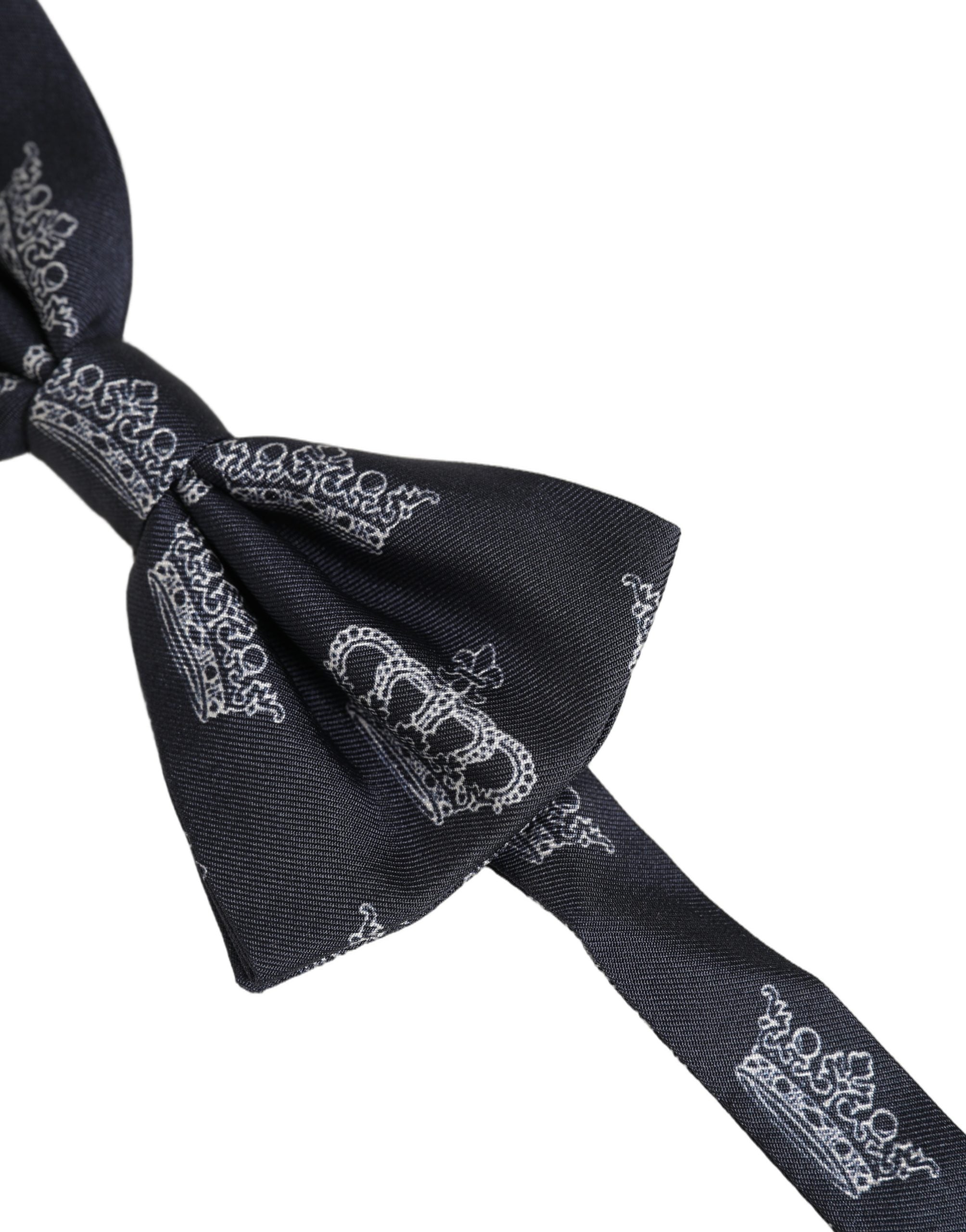 Dolce & Gabbana Men Black Crown Silk Adjustable Neck Papillon Bow Tie Dolce & Gabbana