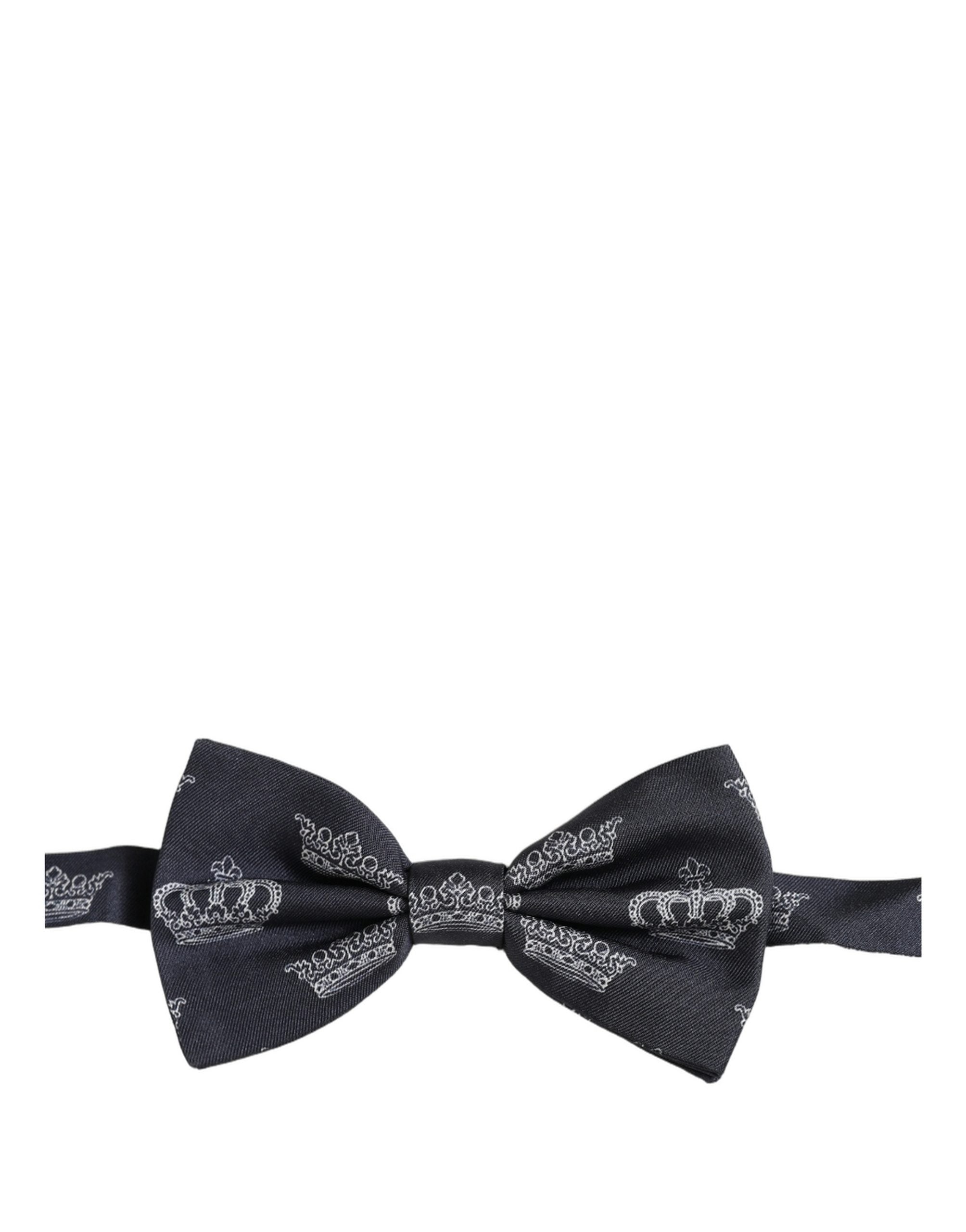 Dolce & Gabbana Men Black Crown Silk Adjustable Neck Papillon Bow Tie Dolce & Gabbana
