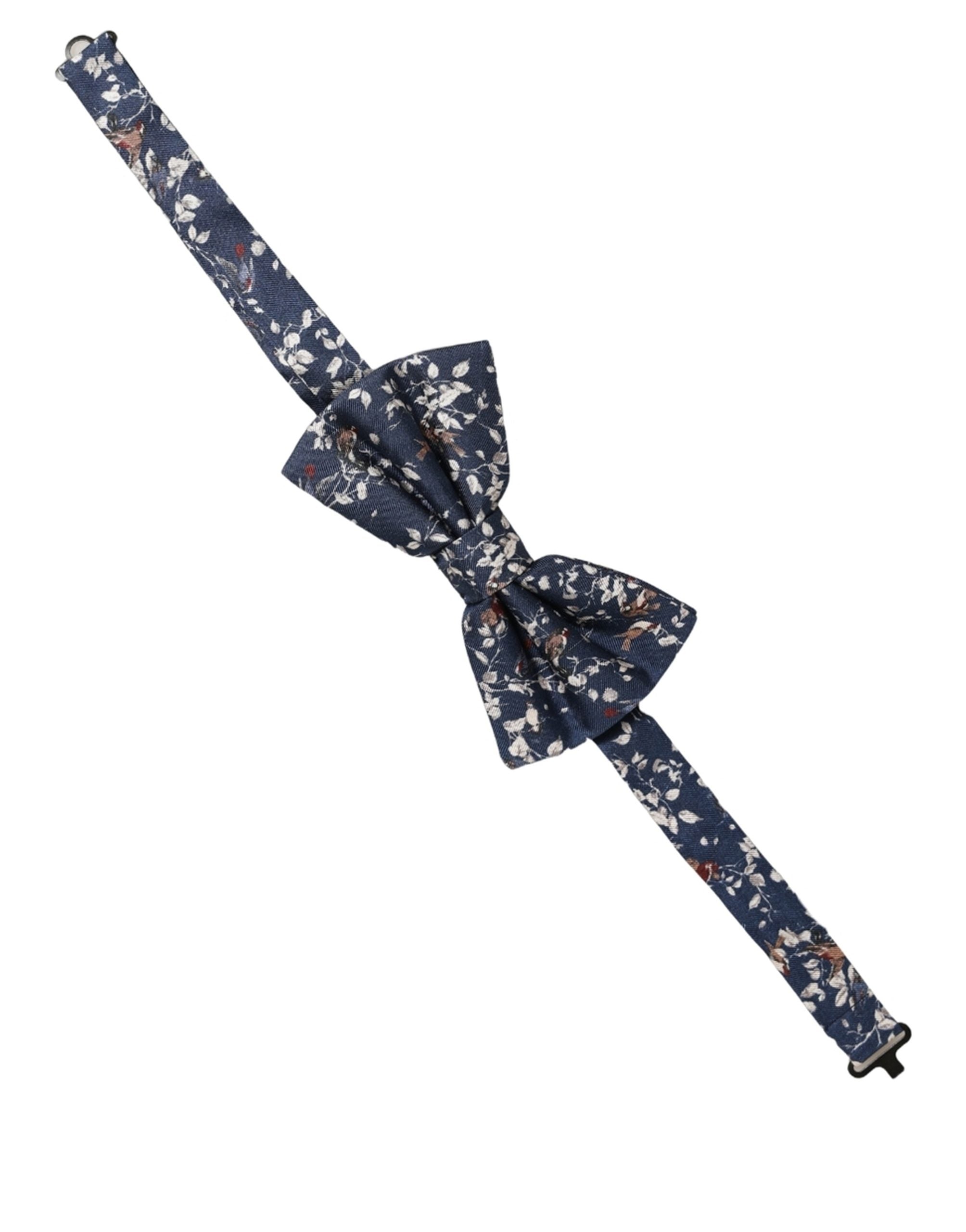 Dolce & Gabbana Men Navy Blue Floral Adjustable Neck Papillon Bow Tie Dolce & Gabbana