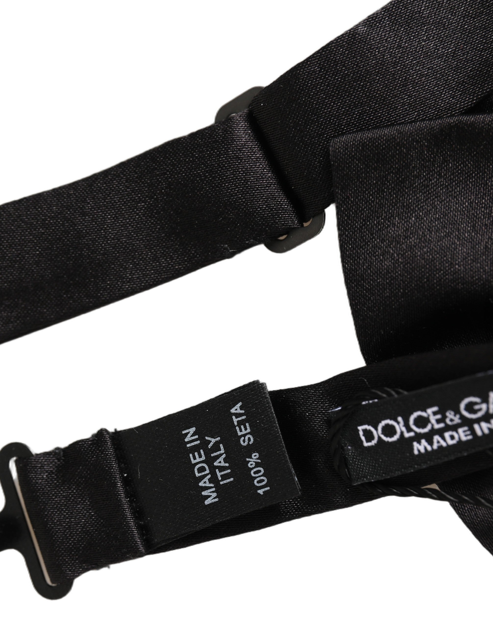 Dolce & Gabbana Men Black 100% Silk Adjustable Neck Papillon Bow Tie Dolce & Gabbana