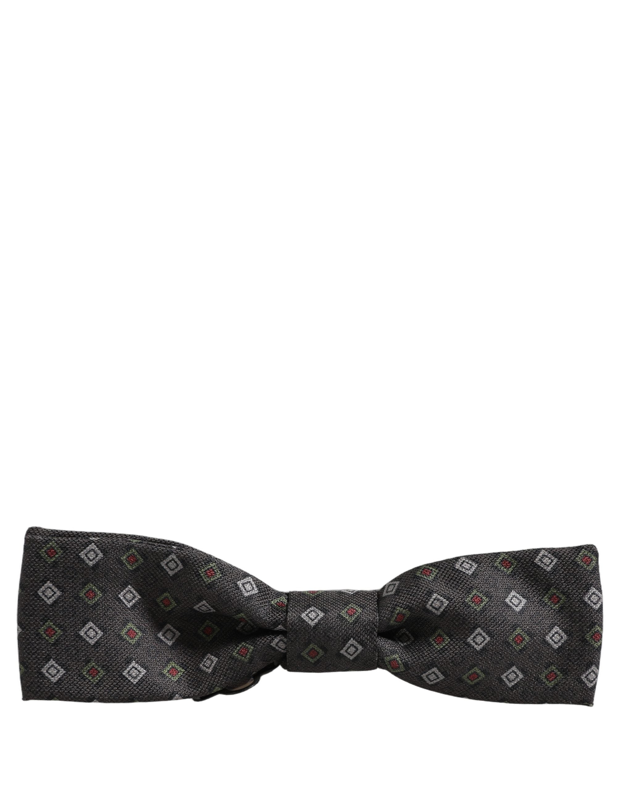Dolce & Gabbana Men Dark Gray Geometric Adjustable Bow Tie Dolce & Gabbana