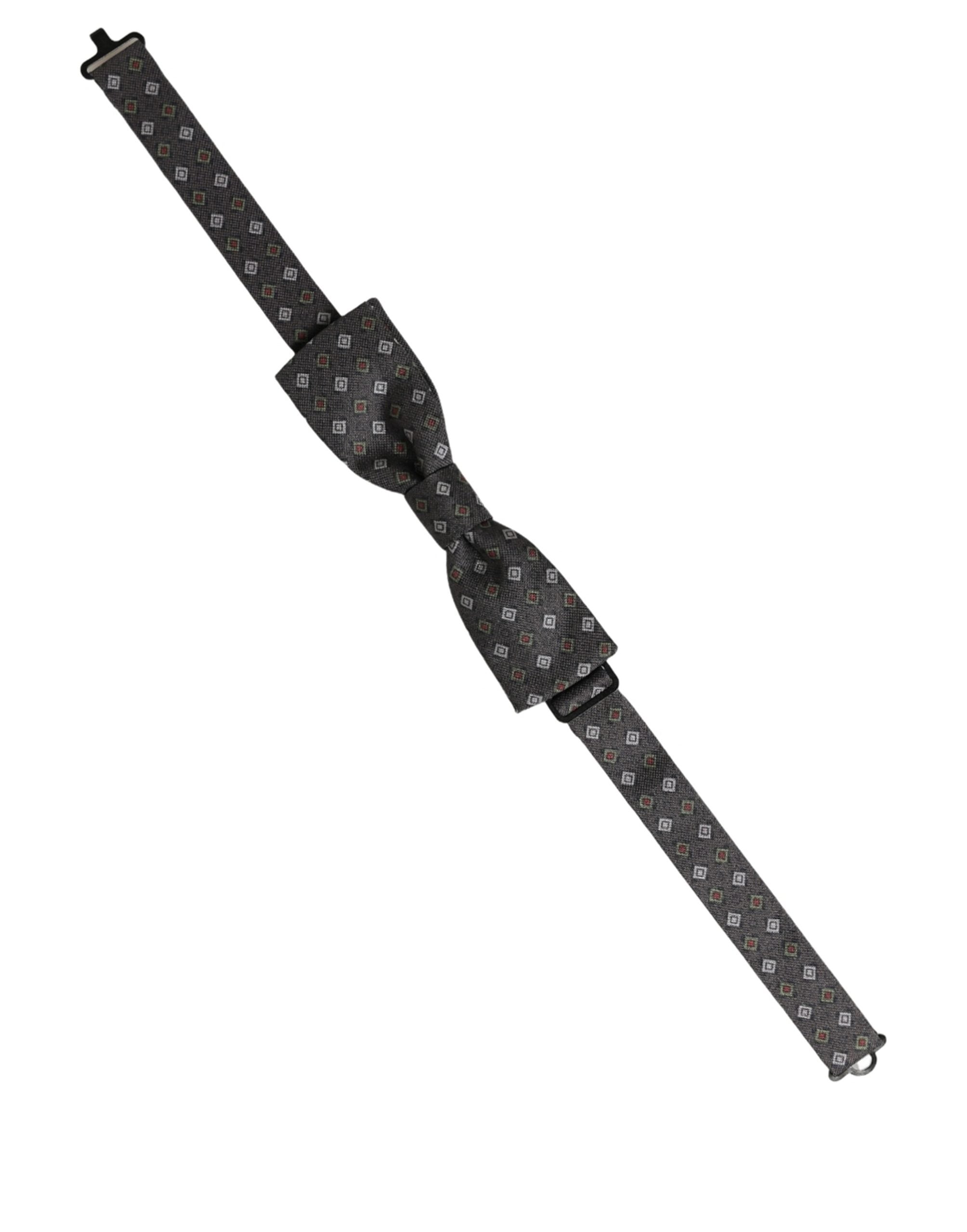 Dolce & Gabbana Men Dark Gray Geometric Adjustable Bow Tie Dolce & Gabbana