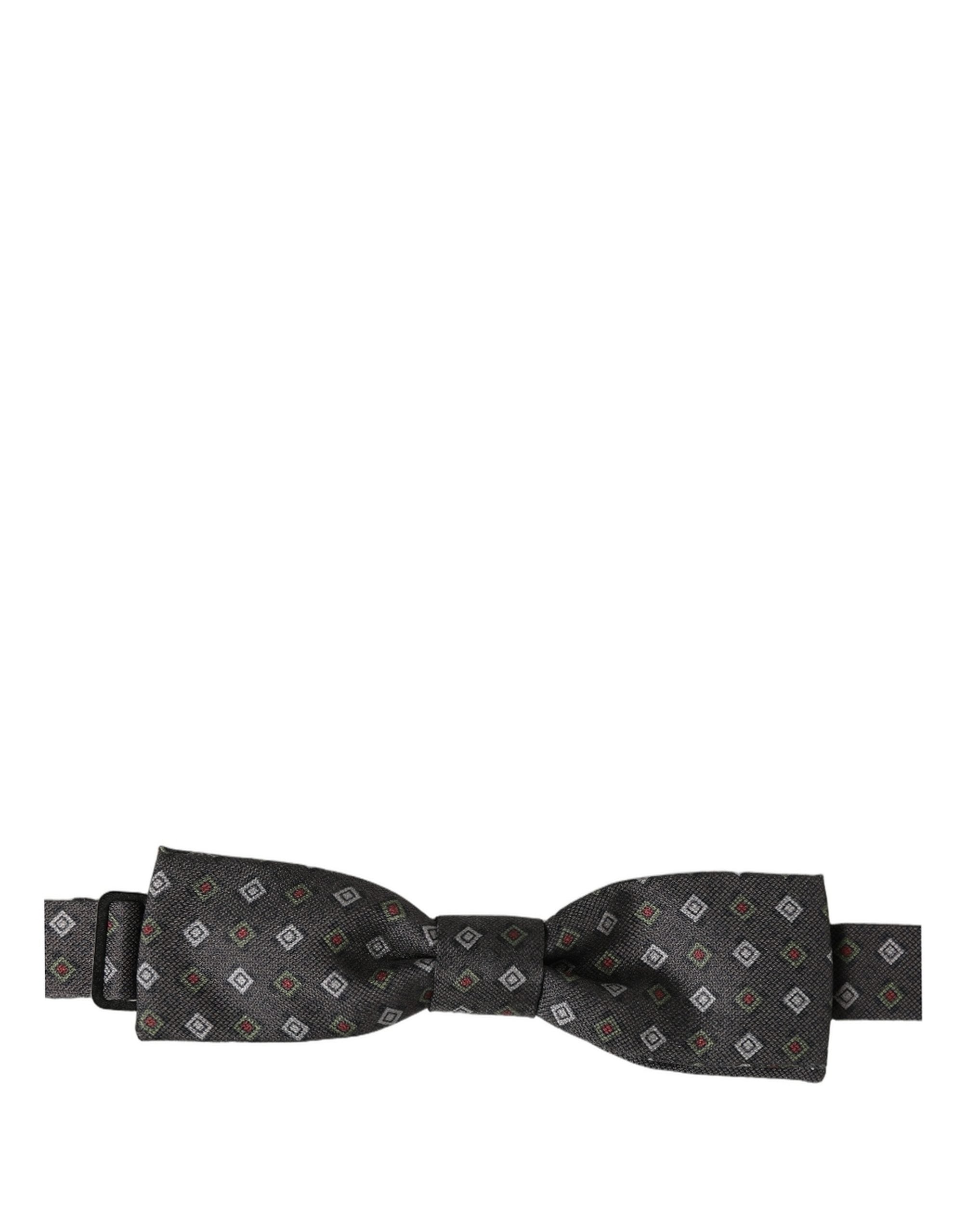 Dolce & Gabbana Men Dark Gray Geometric Adjustable Bow Tie Dolce & Gabbana