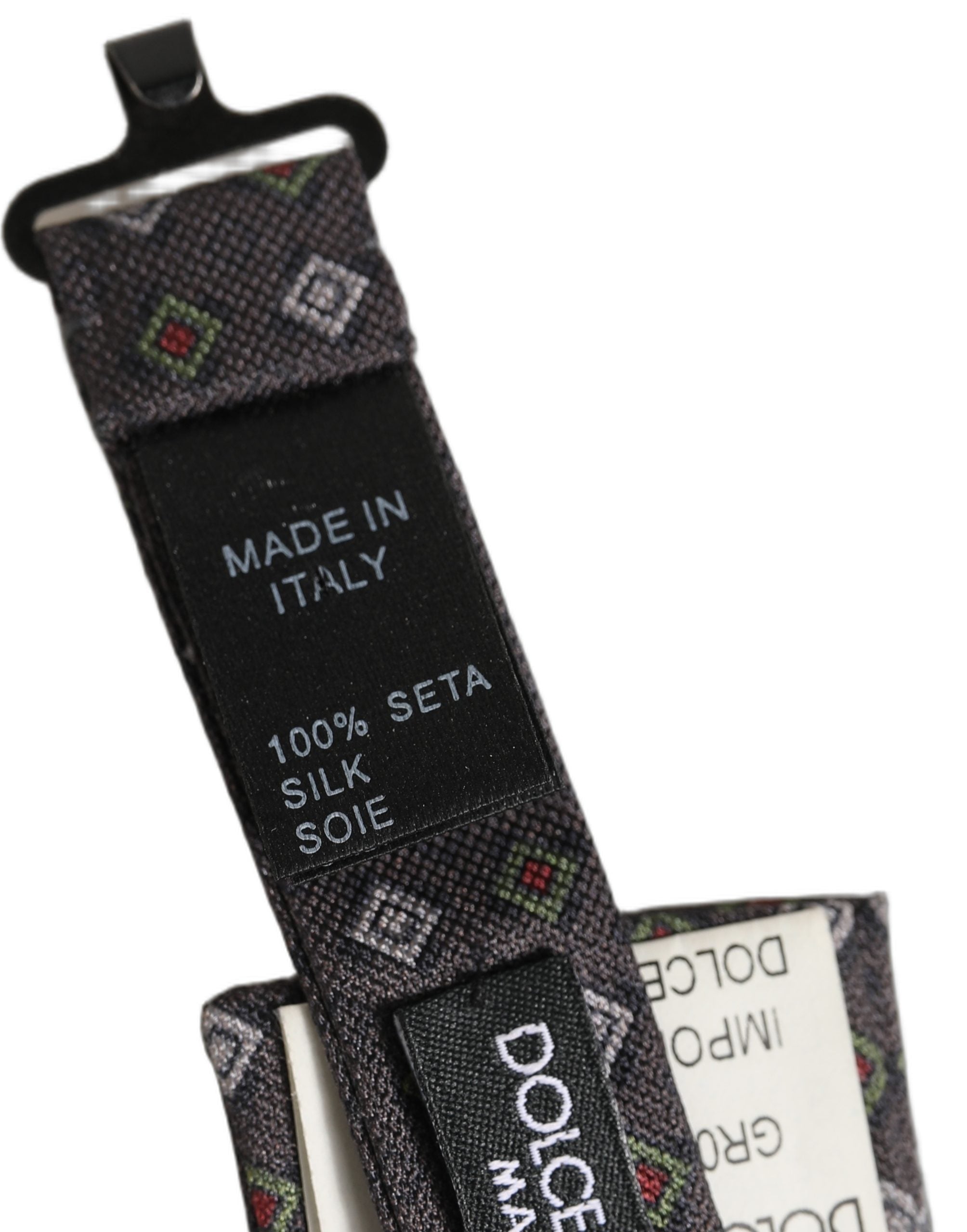 Dolce & Gabbana Men Dark Gray Geometric Adjustable Bow Tie Dolce & Gabbana