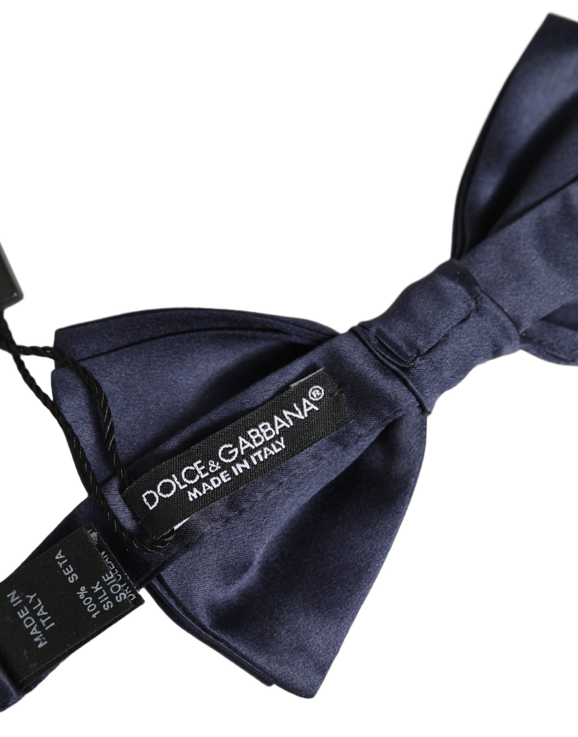 Dolce & Gabbana Dark Blue 100% Silk Adjustable Neck Papillon Bow Tie Dolce & Gabbana
