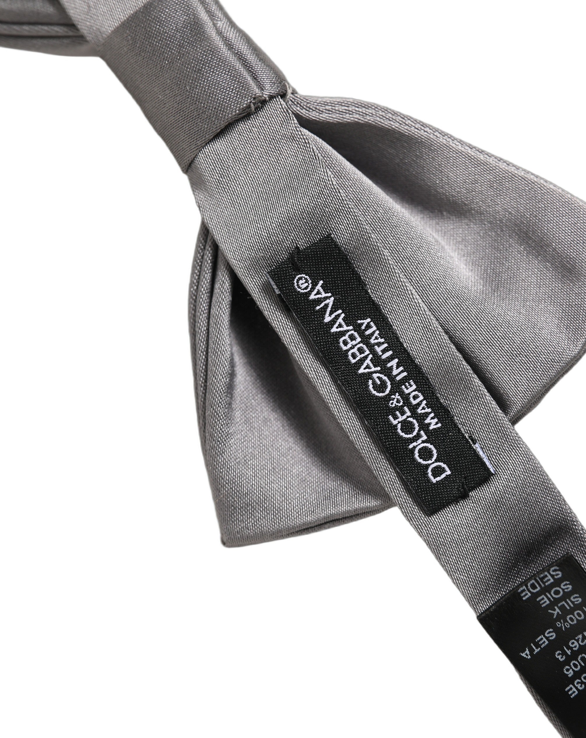 Dolce & Gabbana Men Gray 100% Silk Adjustable Neck Papillon Bow Tie Dolce & Gabbana
