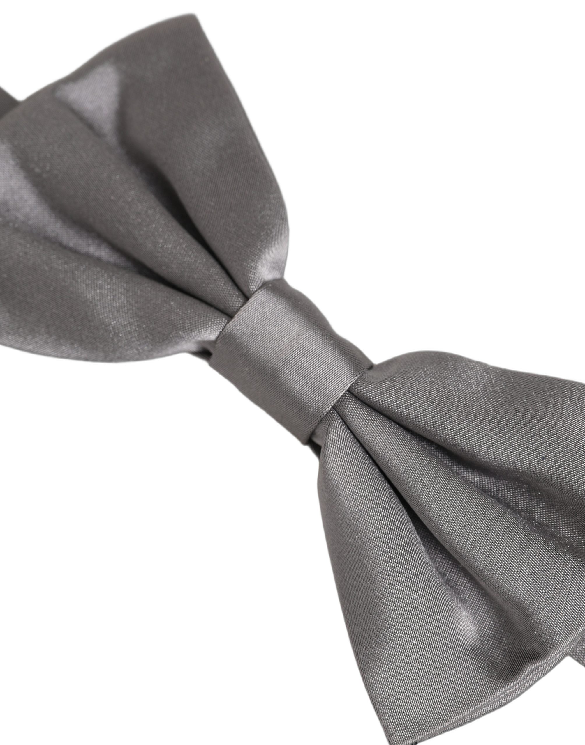 Dolce & Gabbana Men Gray 100% Silk Adjustable Neck Papillon Bow Tie Dolce & Gabbana