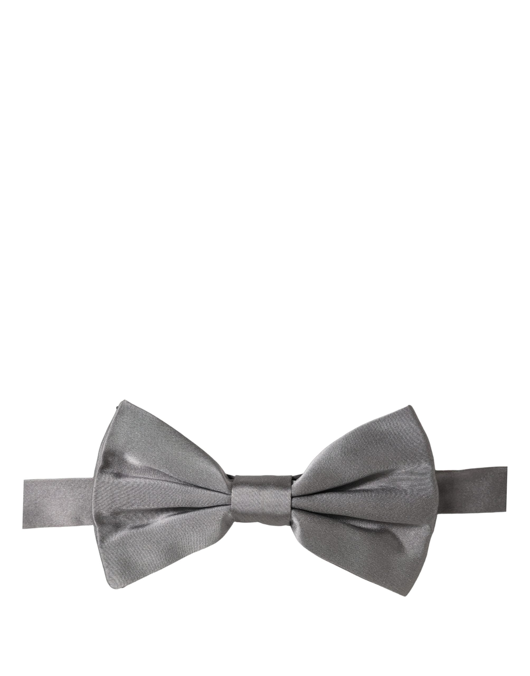 Dolce & Gabbana Men Gray 100% Silk Adjustable Neck Papillon Bow Tie Dolce & Gabbana