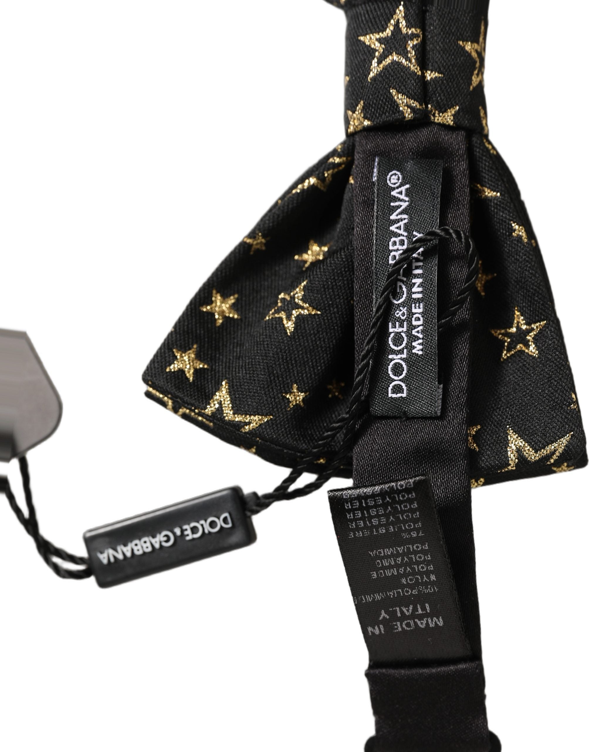 Dolce & Gabbana Men Black Star 100% Silk Adjustable Neck Papillon Bow Tie Dolce & Gabbana