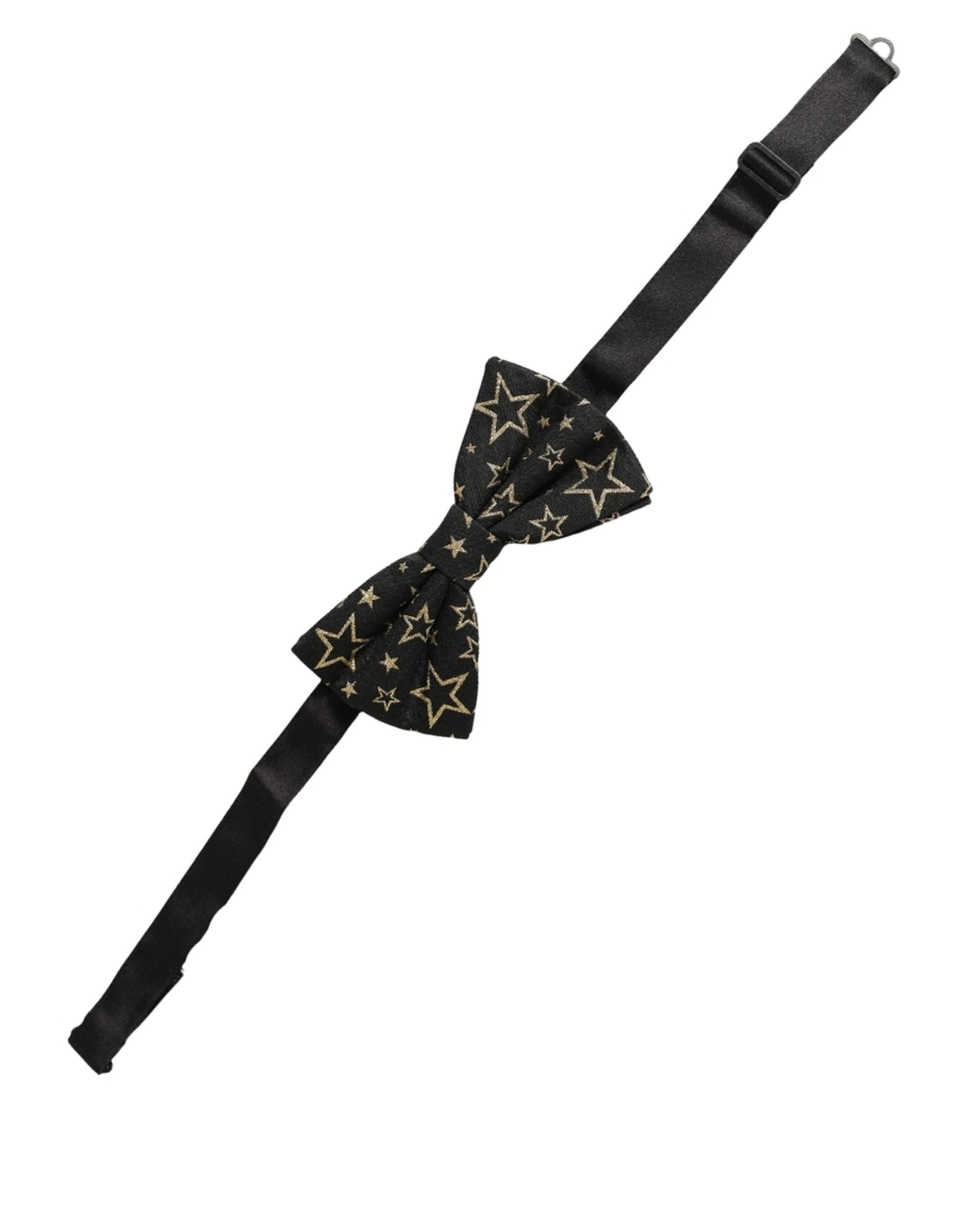 Dolce & Gabbana Men Black Star 100% Silk Adjustable Neck Papillon Bow Tie Dolce & Gabbana