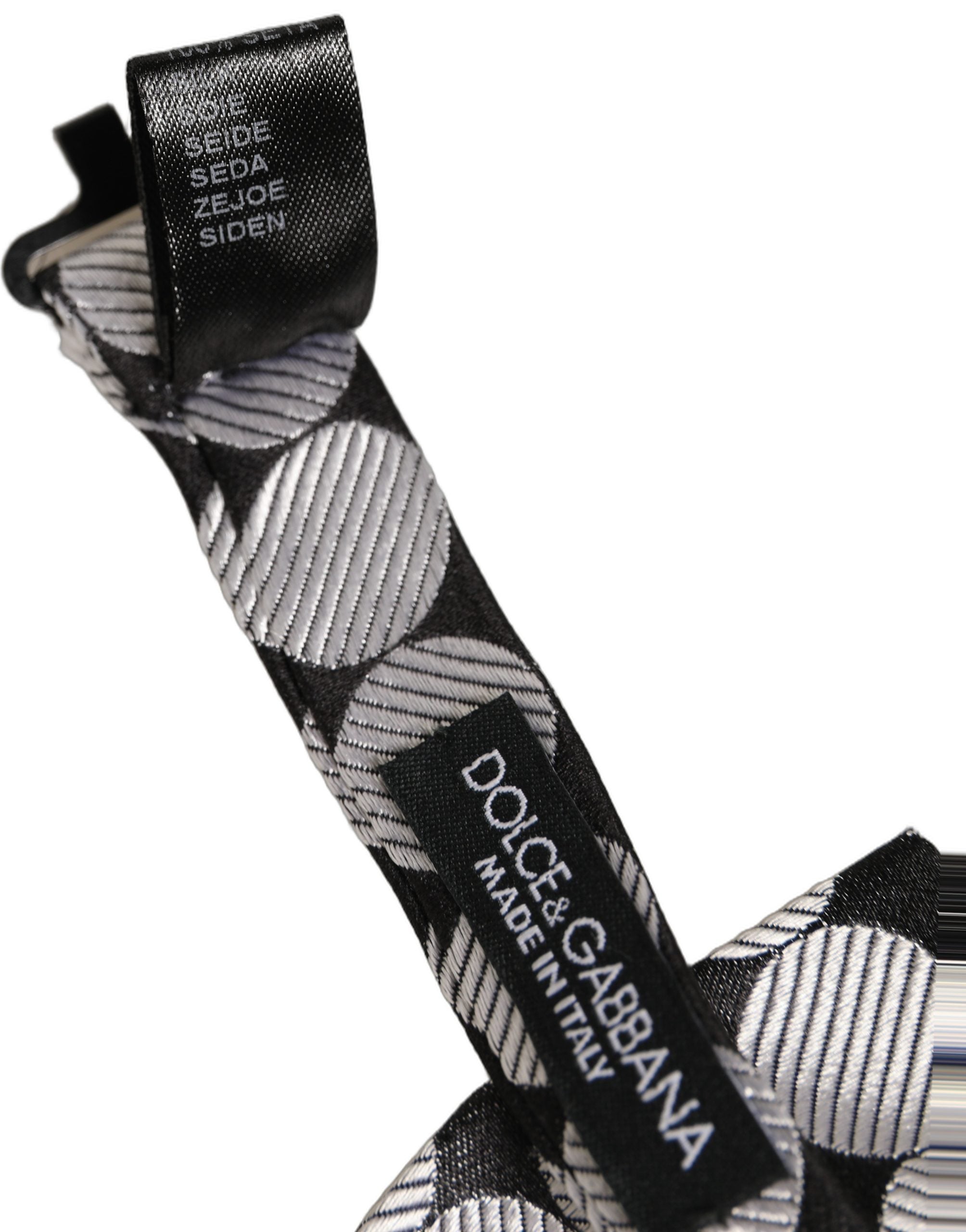 Dolce & Gabbana Men Black Silver Circles Adjustable Neck Papillon Bow Tie Dolce & Gabbana