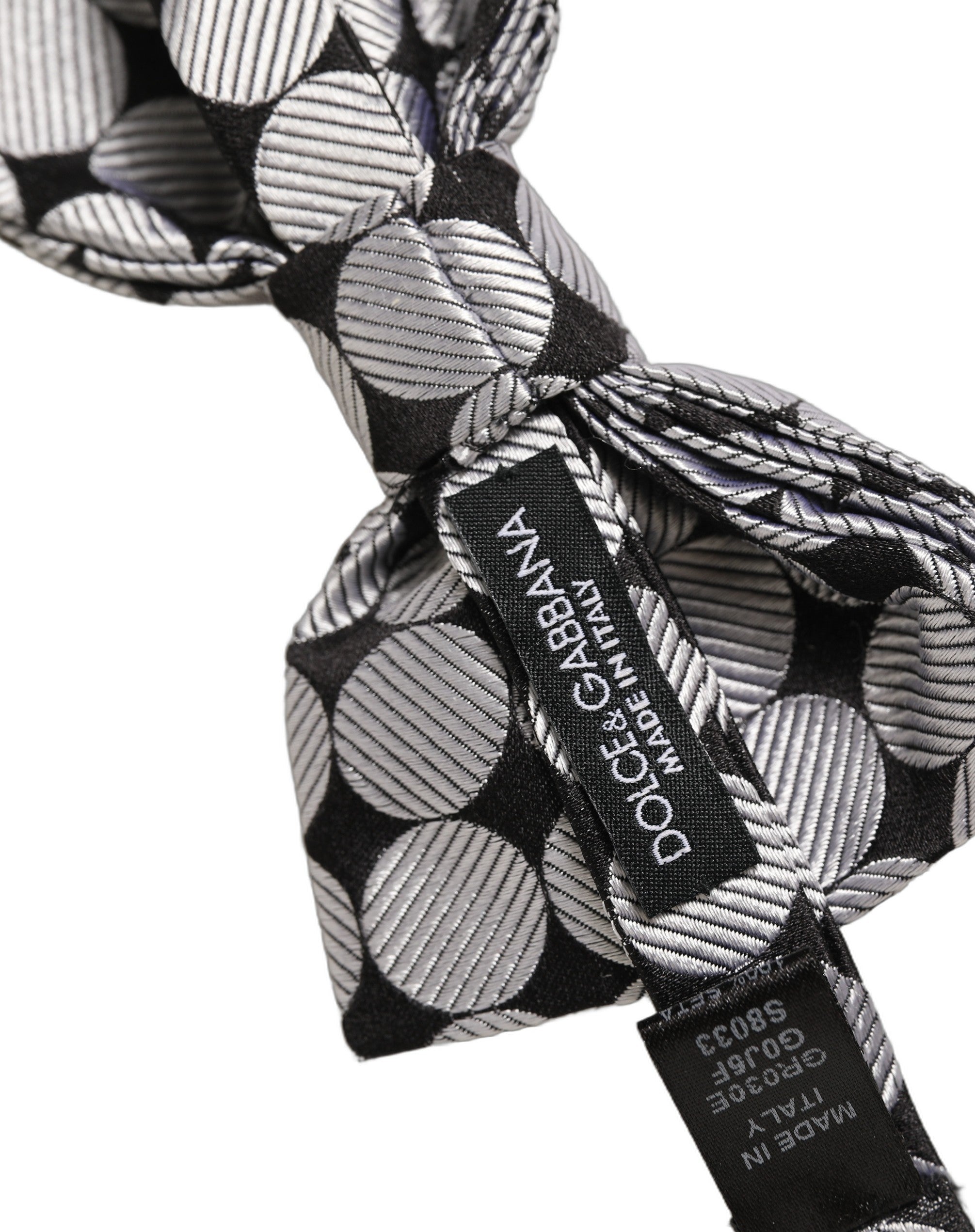 Dolce & Gabbana Men Black Silver Circles Adjustable Neck Papillon Bow Tie Dolce & Gabbana