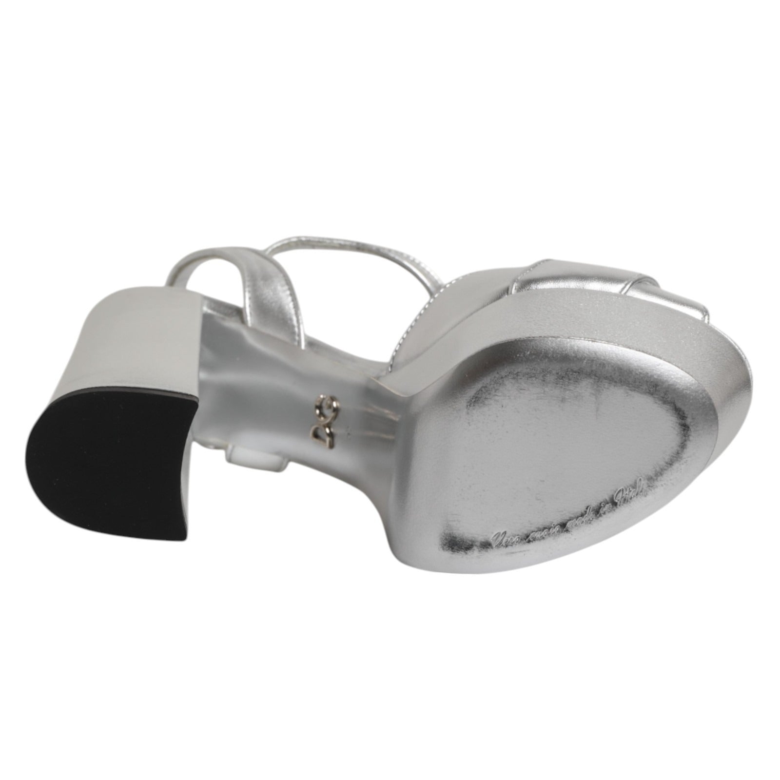 Dolce & Gabbana Silver Logo Ankle Strap Heels Sandals Shoes Dolce & Gabbana