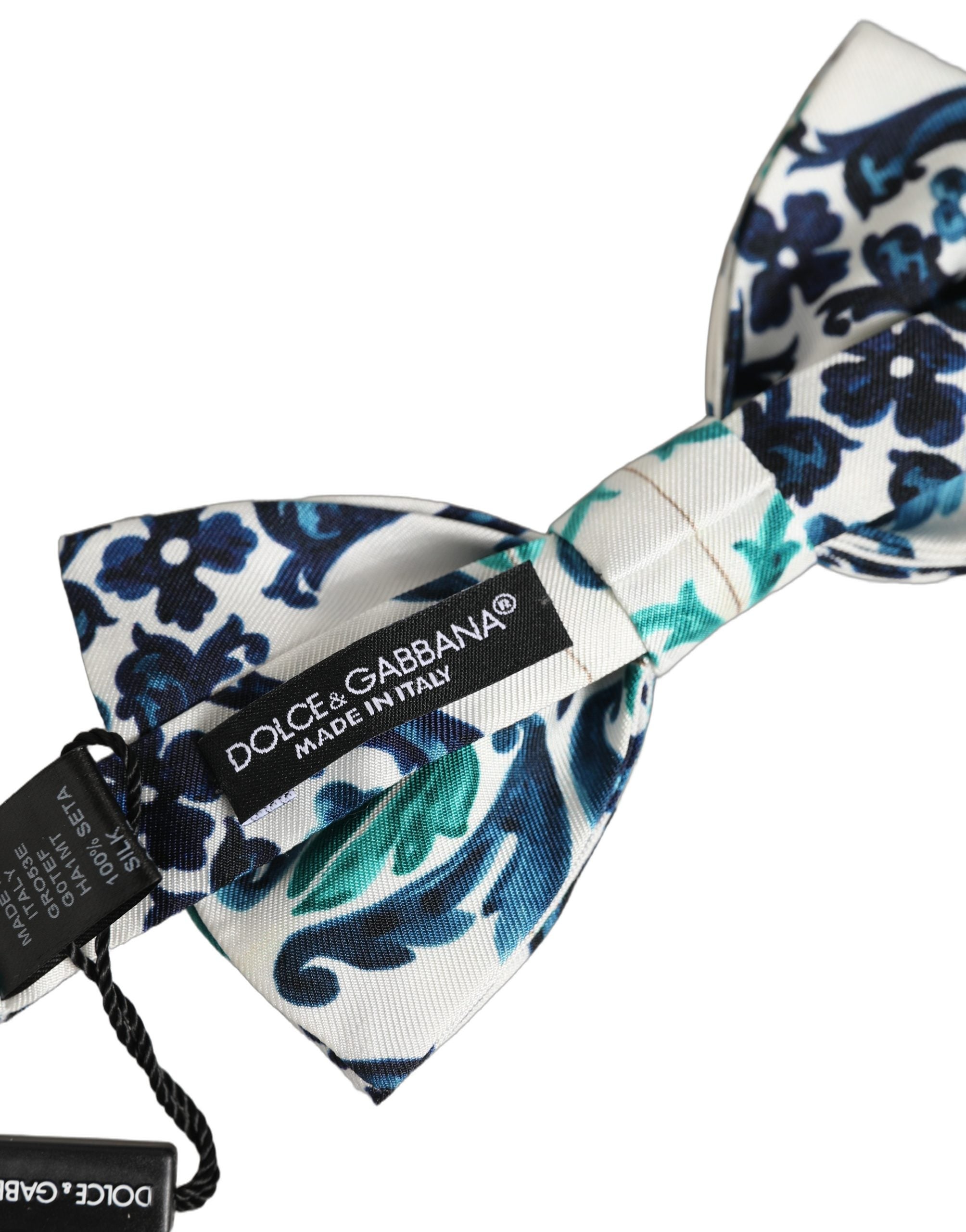 Dolce & Gabbana Men White Sicilian Silk Adjustable Neck Papillon Bow Tie Dolce & Gabbana