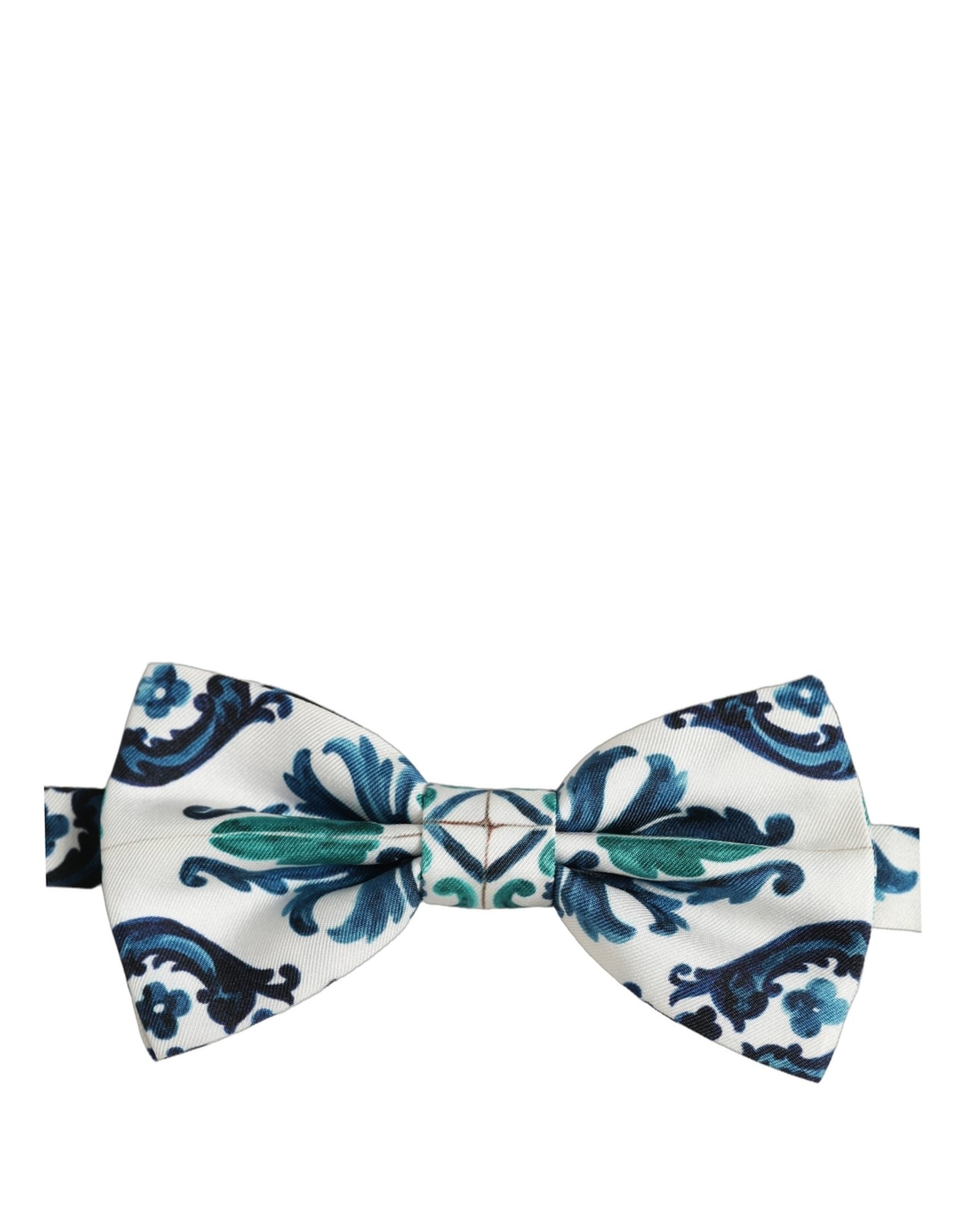 Dolce & Gabbana Men White Sicilian Silk Adjustable Neck Papillon Bow Tie Dolce & Gabbana
