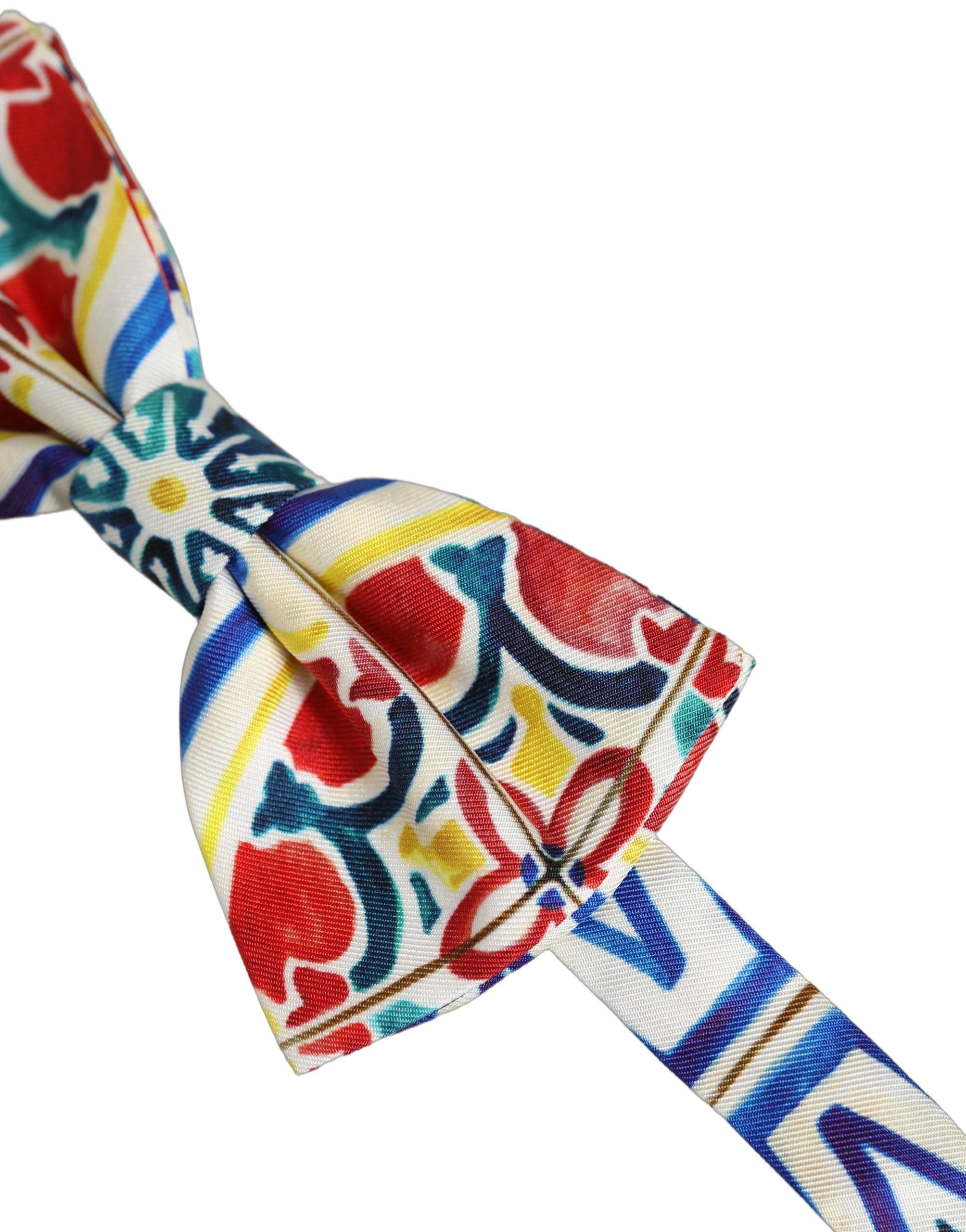 Dolce & Gabbana Men Multicolor Majolica Adjustable Neck Papillon Bow Tie Dolce & Gabbana
