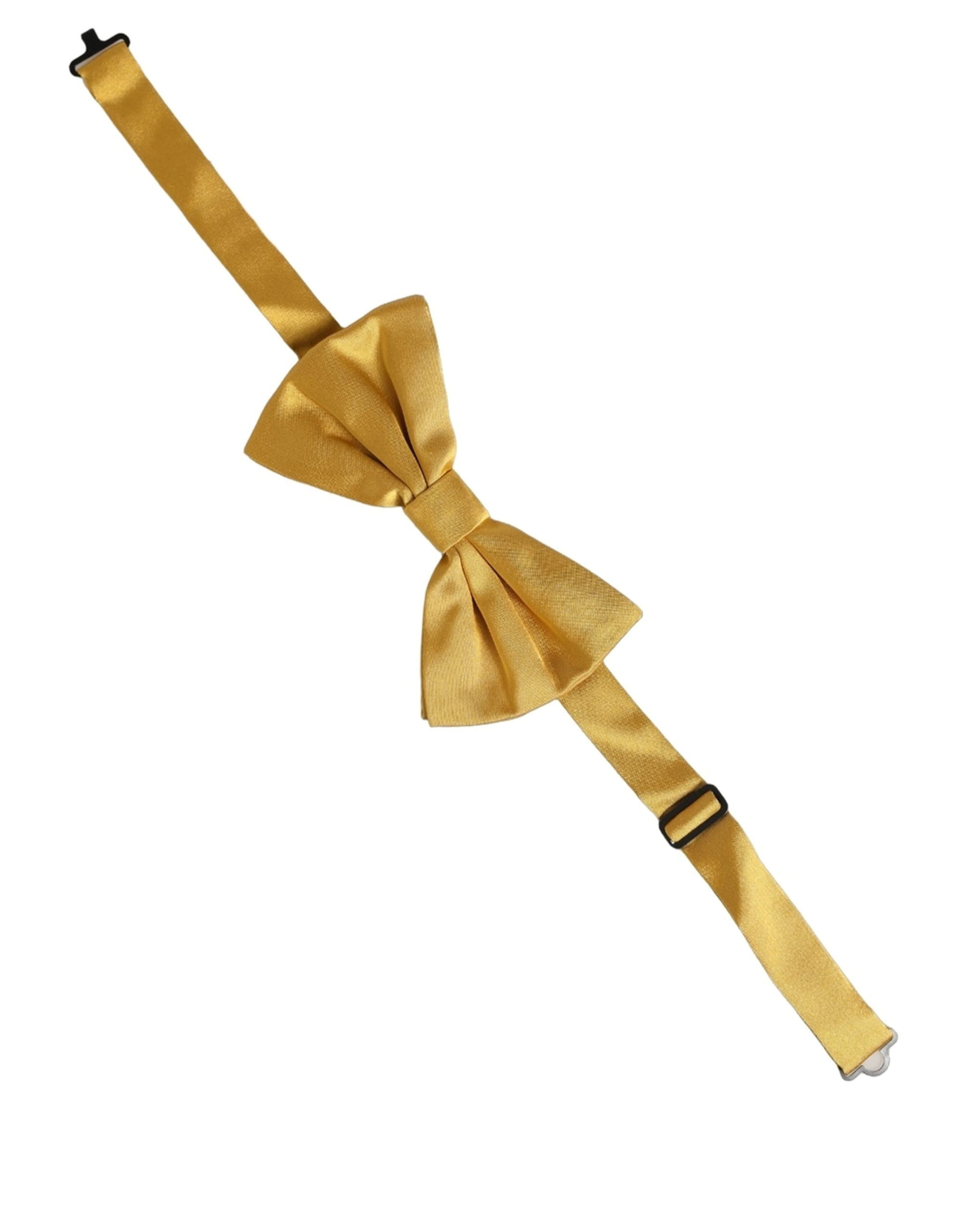 Dolce & Gabbana Men Yellow 100% Silk Adjustable Neck Papillon Bow Tie Dolce & Gabbana