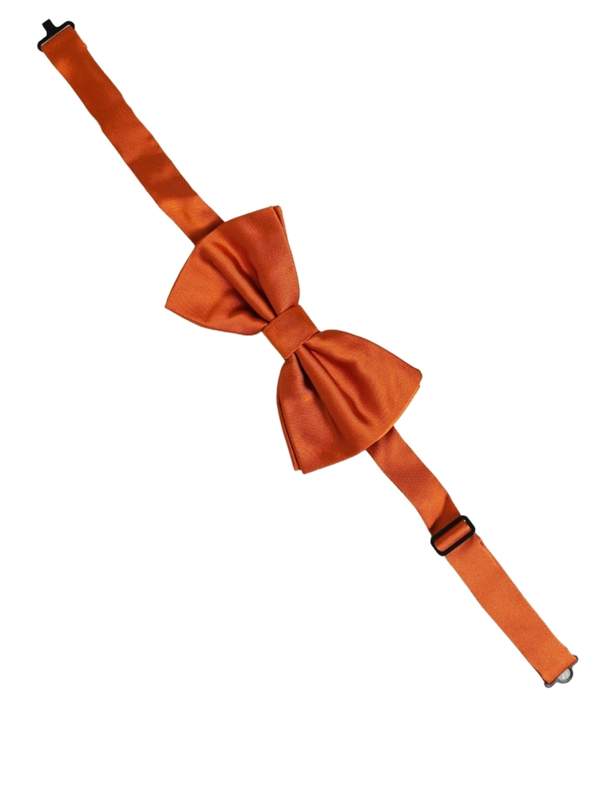 Dolce & Gabbana Men Orange 100% Silk Adjustable Neck Papillon Bow Tie Dolce & Gabbana