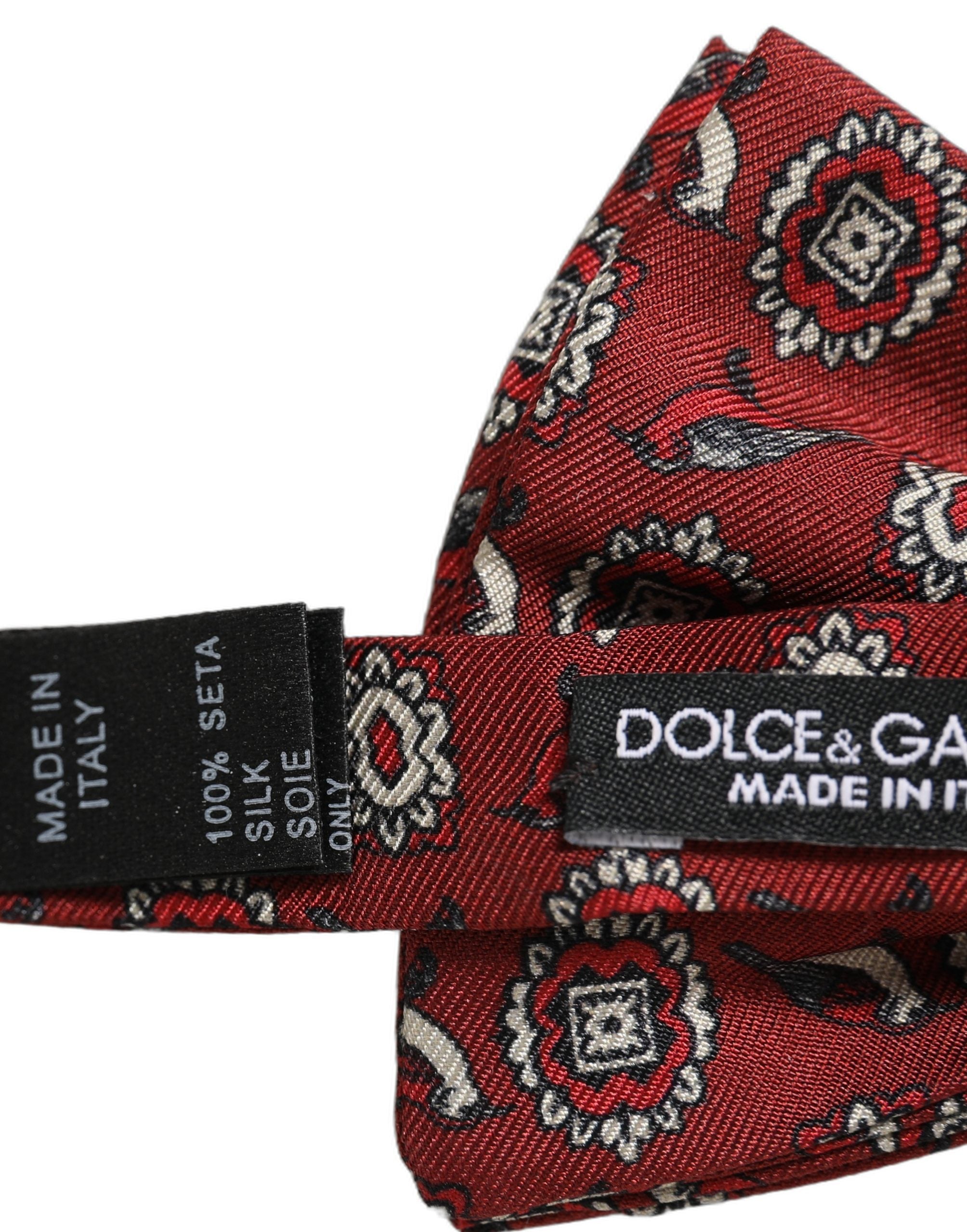 Dolce & Gabbana Men Bordeaux Floral Adjustable Neck Papillon Bow Tie Dolce & Gabbana