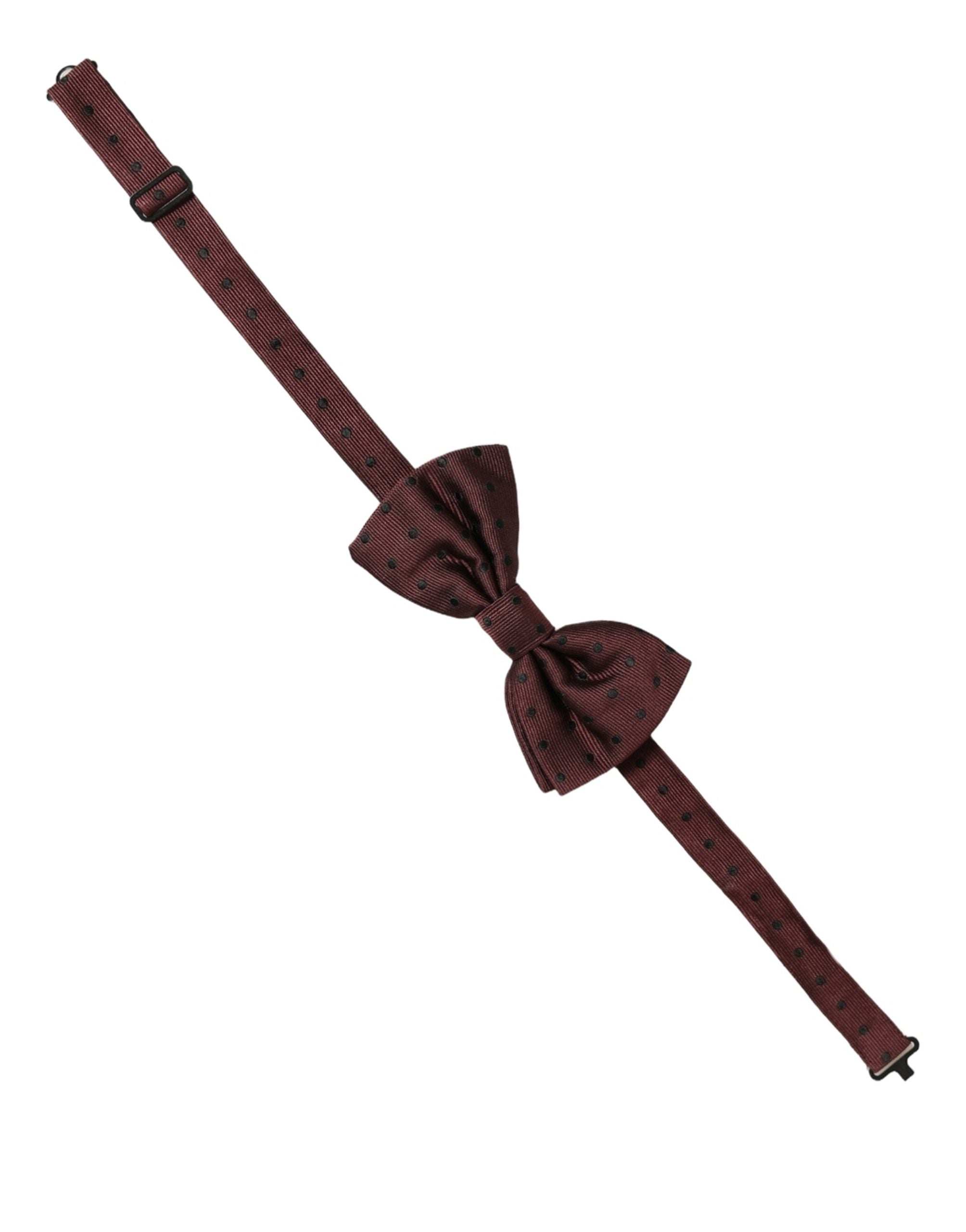 Dolce & Gabbana Burgundy Polka Dot Silk Adjustable Neck Papillon Bow Tie Dolce & Gabbana