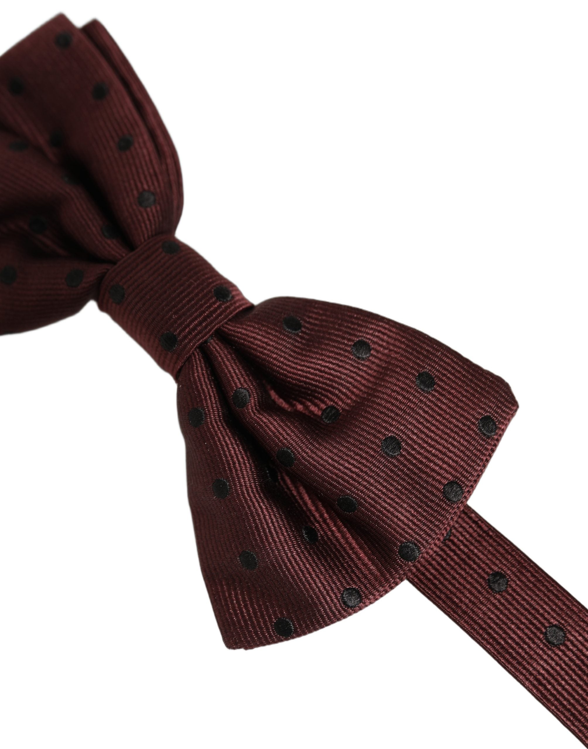 Dolce & Gabbana Burgundy Polka Dot Silk Adjustable Neck Papillon Bow Tie Dolce & Gabbana