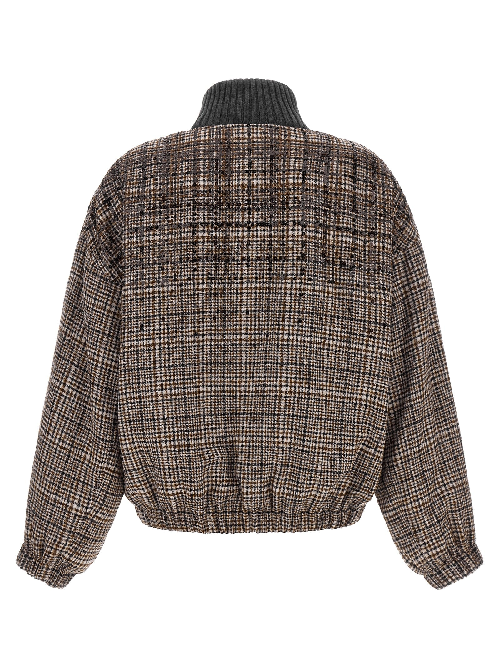 Brunello Cucinelli Brown Alpaca Leather Bomber Brunello Cucinelli