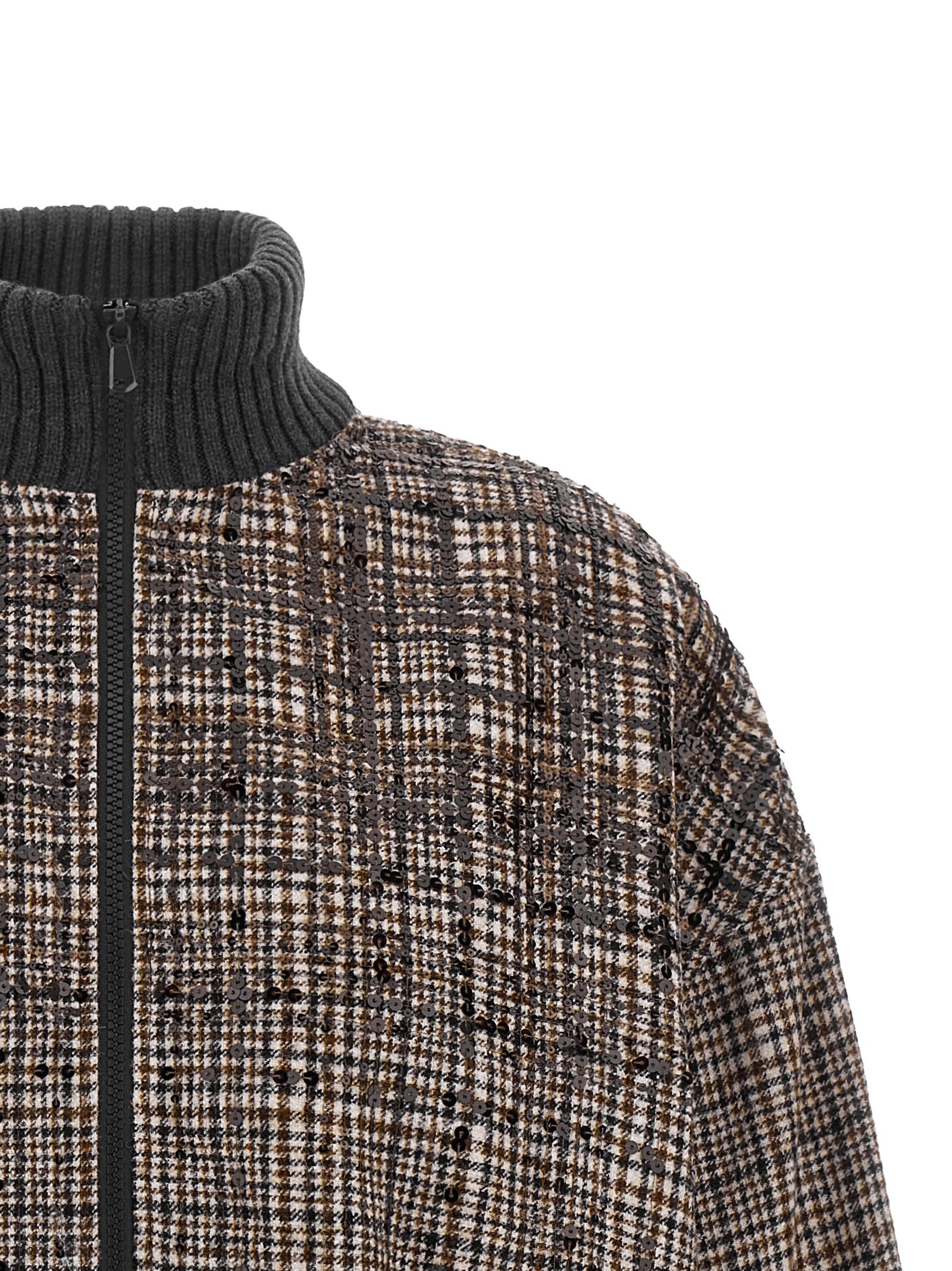 Brunello Cucinelli Brown Alpaca Leather Bomber Brunello Cucinelli