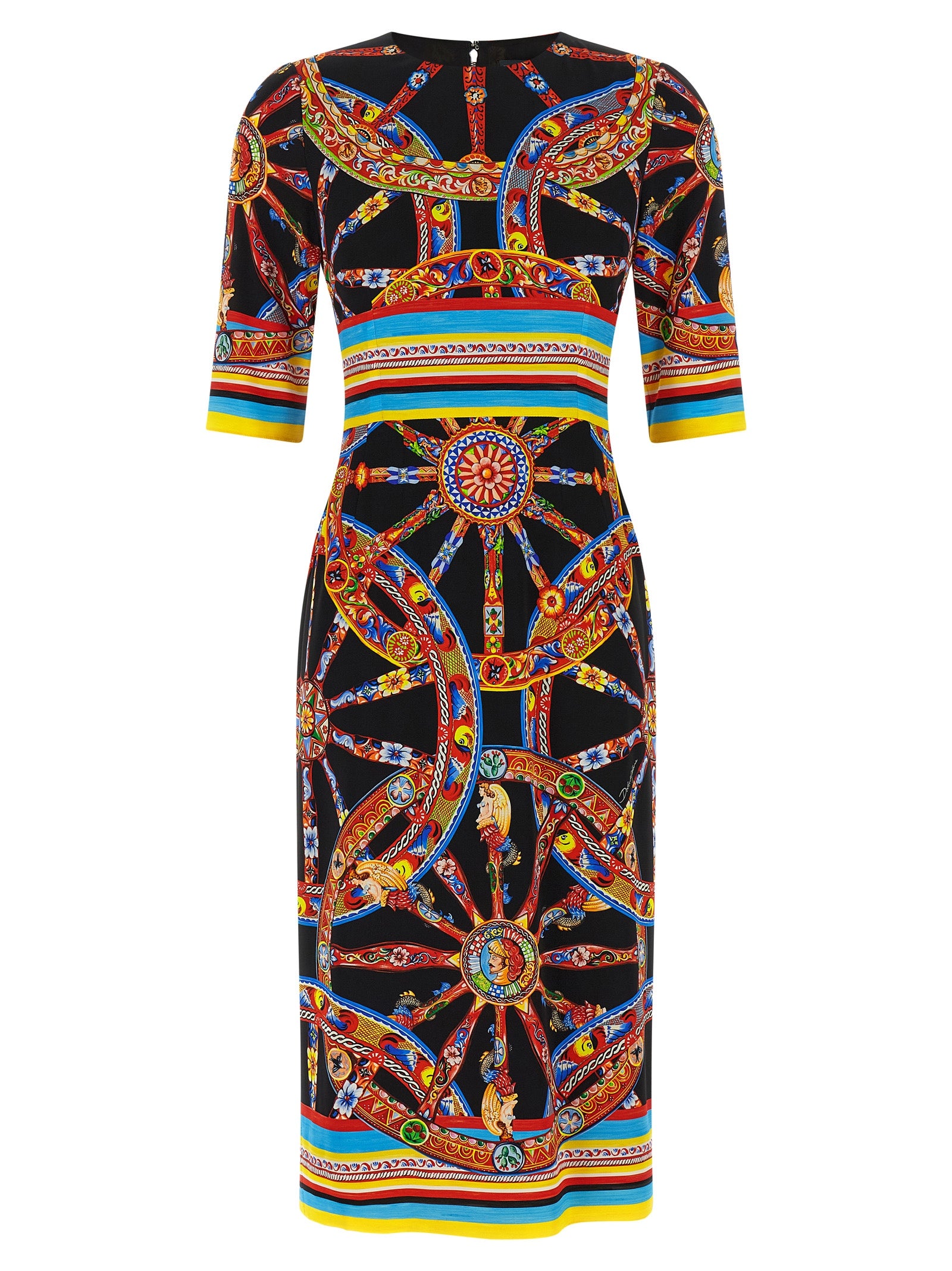 Dolce & Gabbana Multicolor Silk Midi Dress Dolce & Gabbana