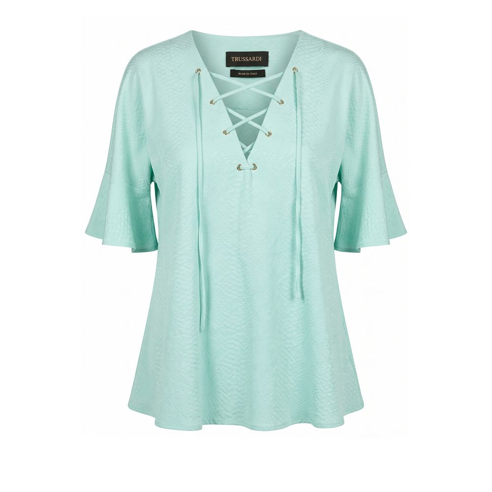 Trussardi Light Blue Cotton Women Shirt Trussardi