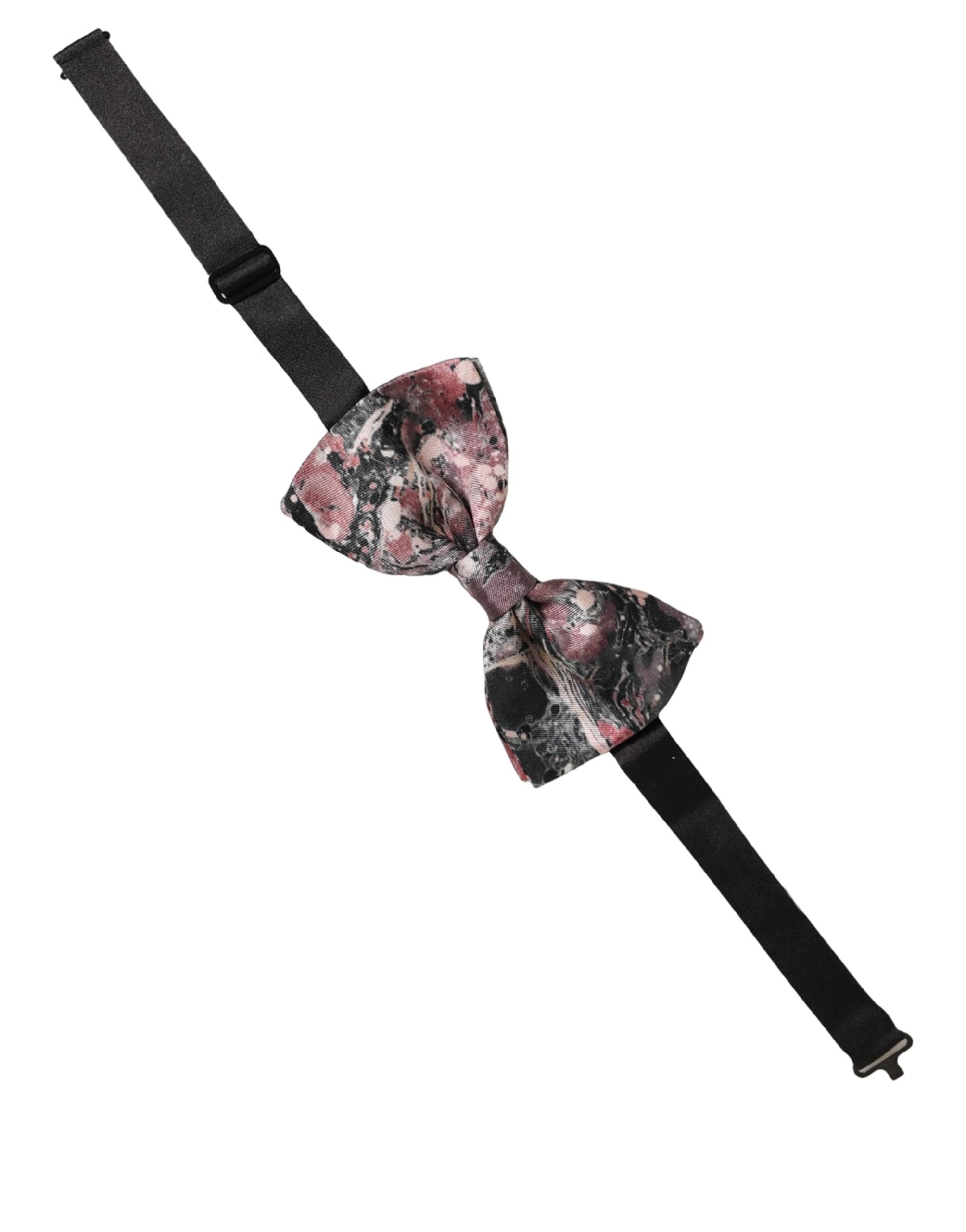 Dolce & Gabbana Multicolor Marble Silk Adjustable Neck Papillon Bow Tie Dolce & Gabbana