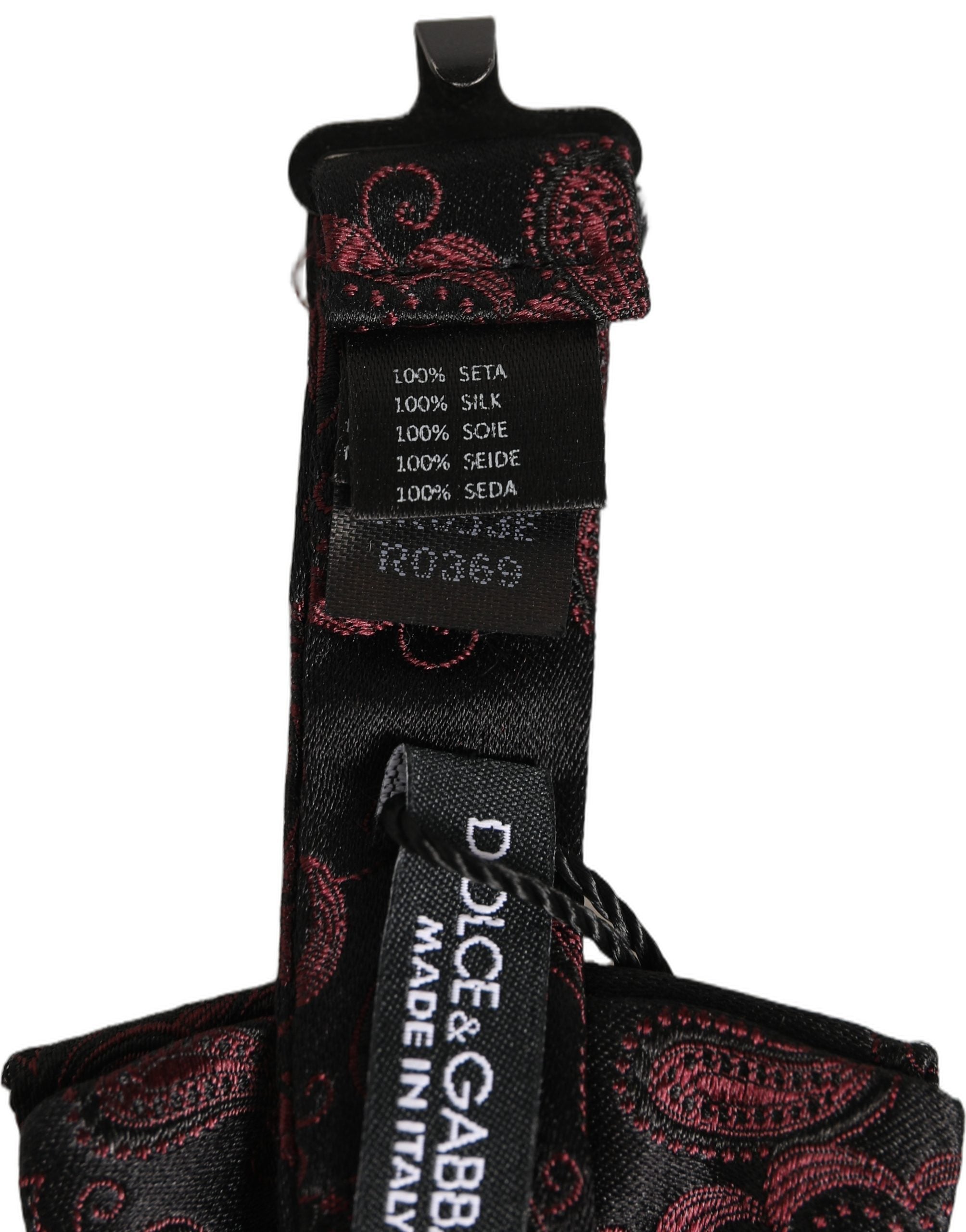 Dolce & Gabbana Burgundy Paisley Silk Adjustable Neck Papillon Bow Tie Dolce & Gabbana