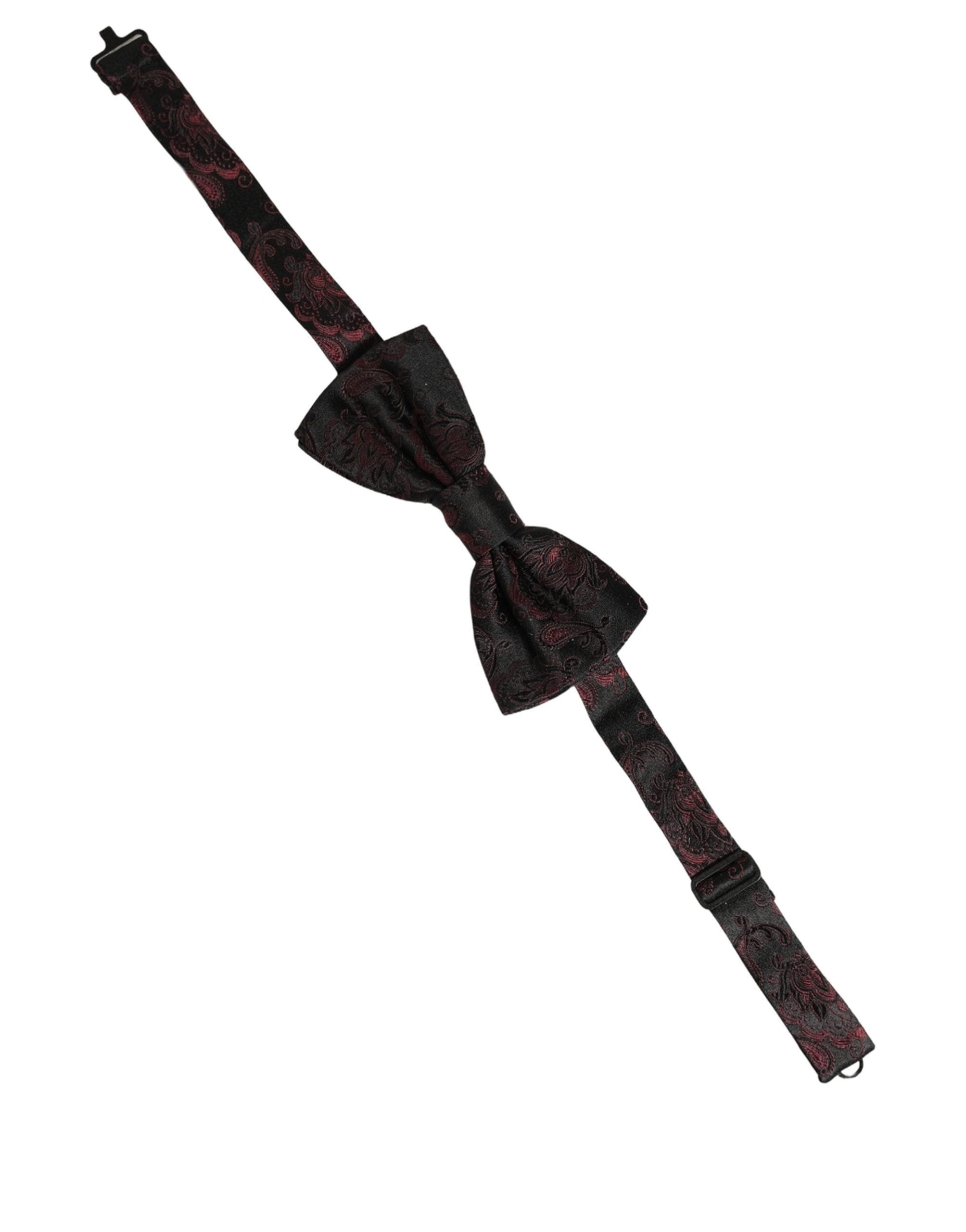 Dolce & Gabbana Burgundy Paisley Silk Adjustable Neck Papillon Bow Tie Dolce & Gabbana