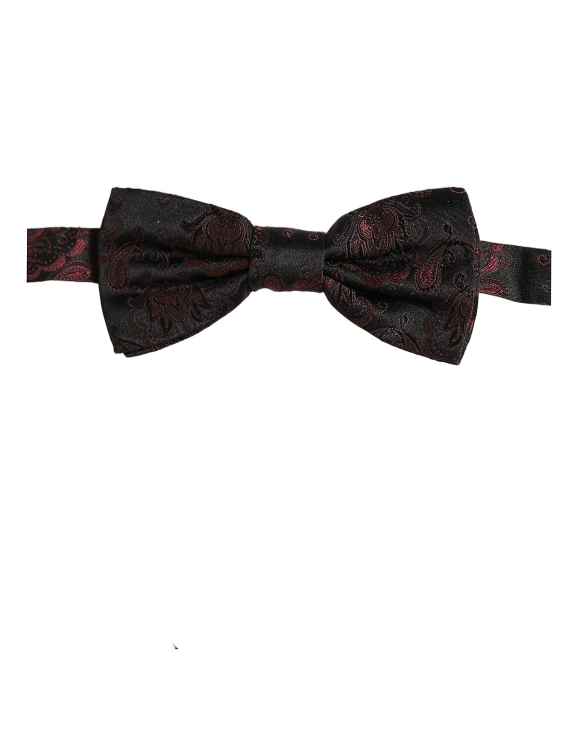 Dolce & Gabbana Burgundy Paisley Silk Adjustable Neck Papillon Bow Tie Dolce & Gabbana