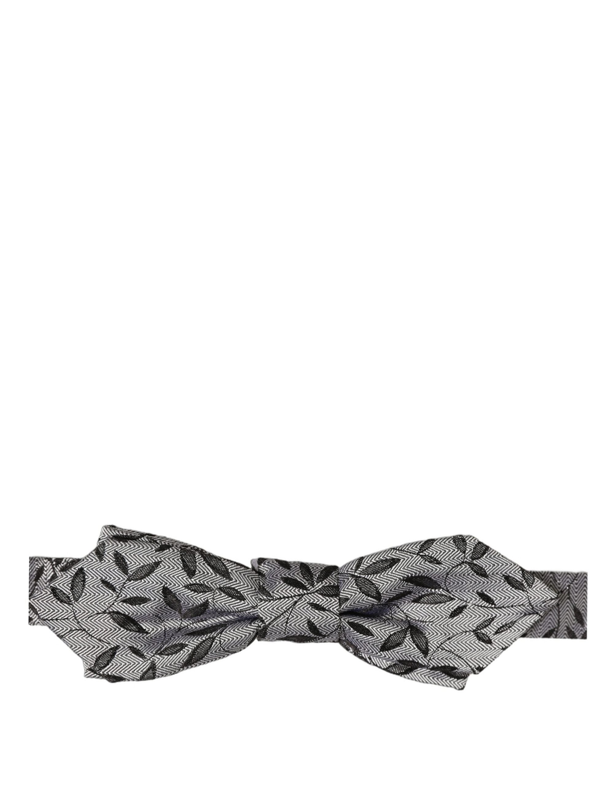 Dolce & Gabbana Men Gray Abstract Silk Adjustable Neck Papillon Bow Tie Dolce & Gabbana